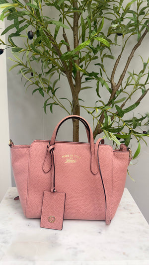 Gucci Pink Grained Leather Swing 2Way Mini Tote