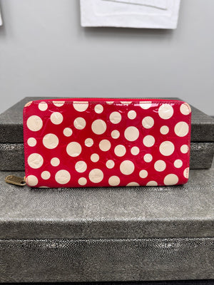 Louis Vuitton Red Vernis Kusama Infinity Dots Zippy Wallet
