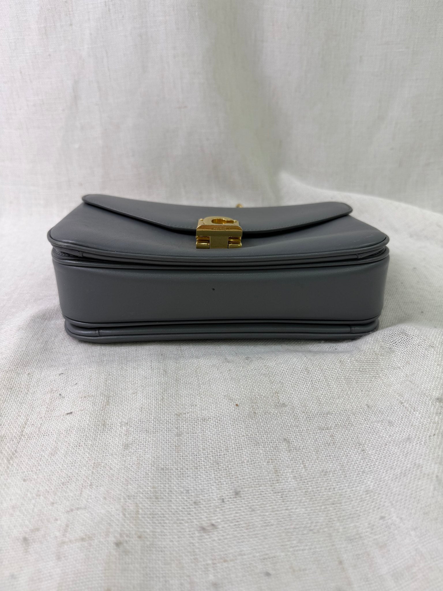 Celine Gray Leather Small C Shoulder Bag