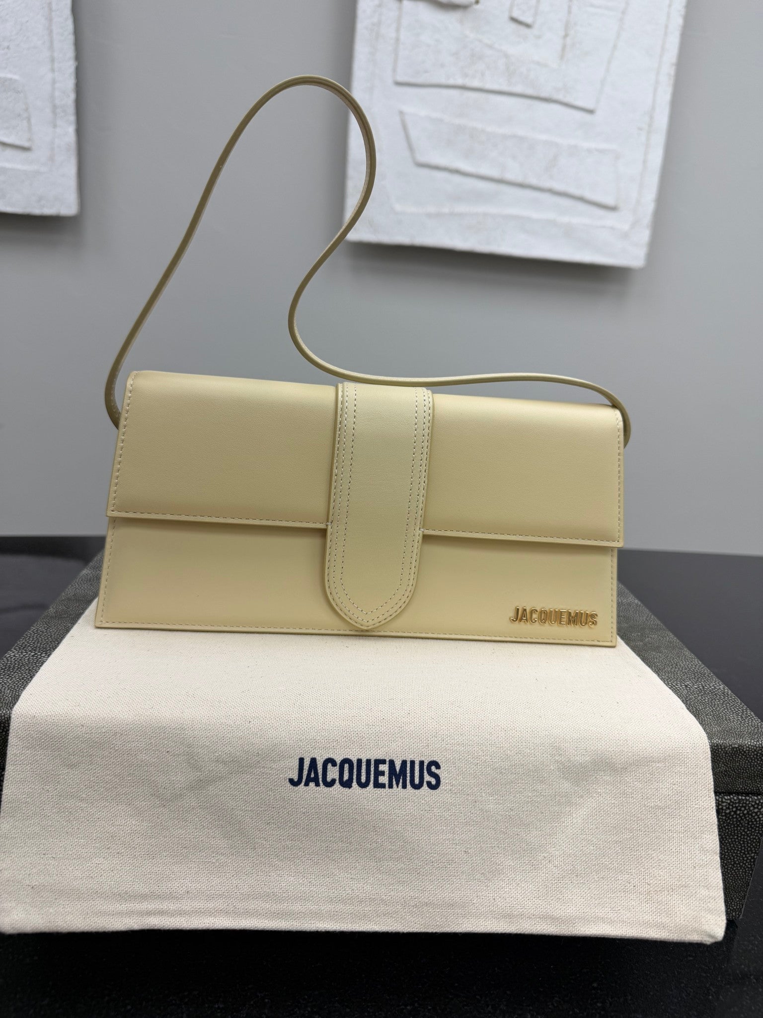 BRAND NEW - Jacquemus Ivory Leather Le Bambino Long Shoulder Bag