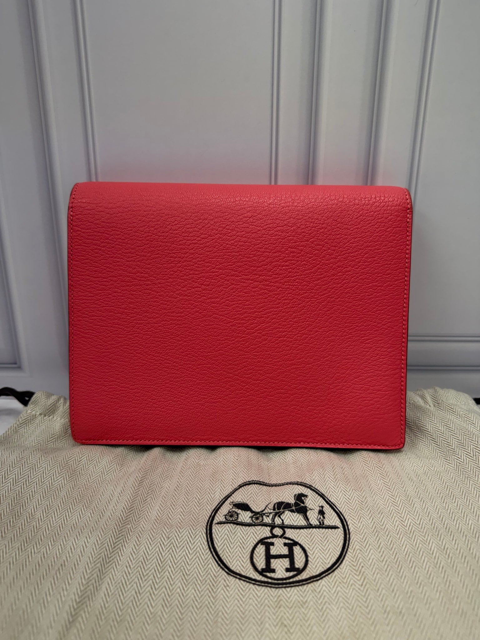 Hermes Pink Chevre Mysore Verrou Clutch 