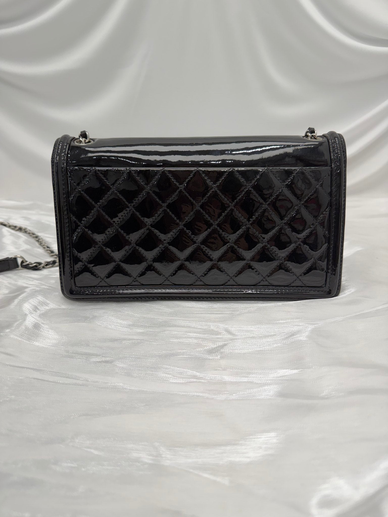 Chanel Black & White Plexiglass & Patent Leather Brick Boy Bag