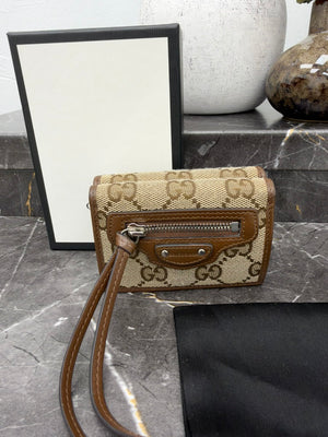 Gucci X Balenciaga Brown GG Canvas The Hacker Project Neo Classic Compact Wallet