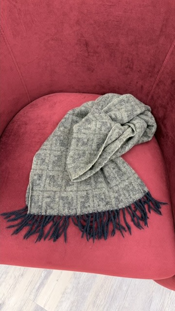 Fendi Green & Black Zucca Wool Scarf