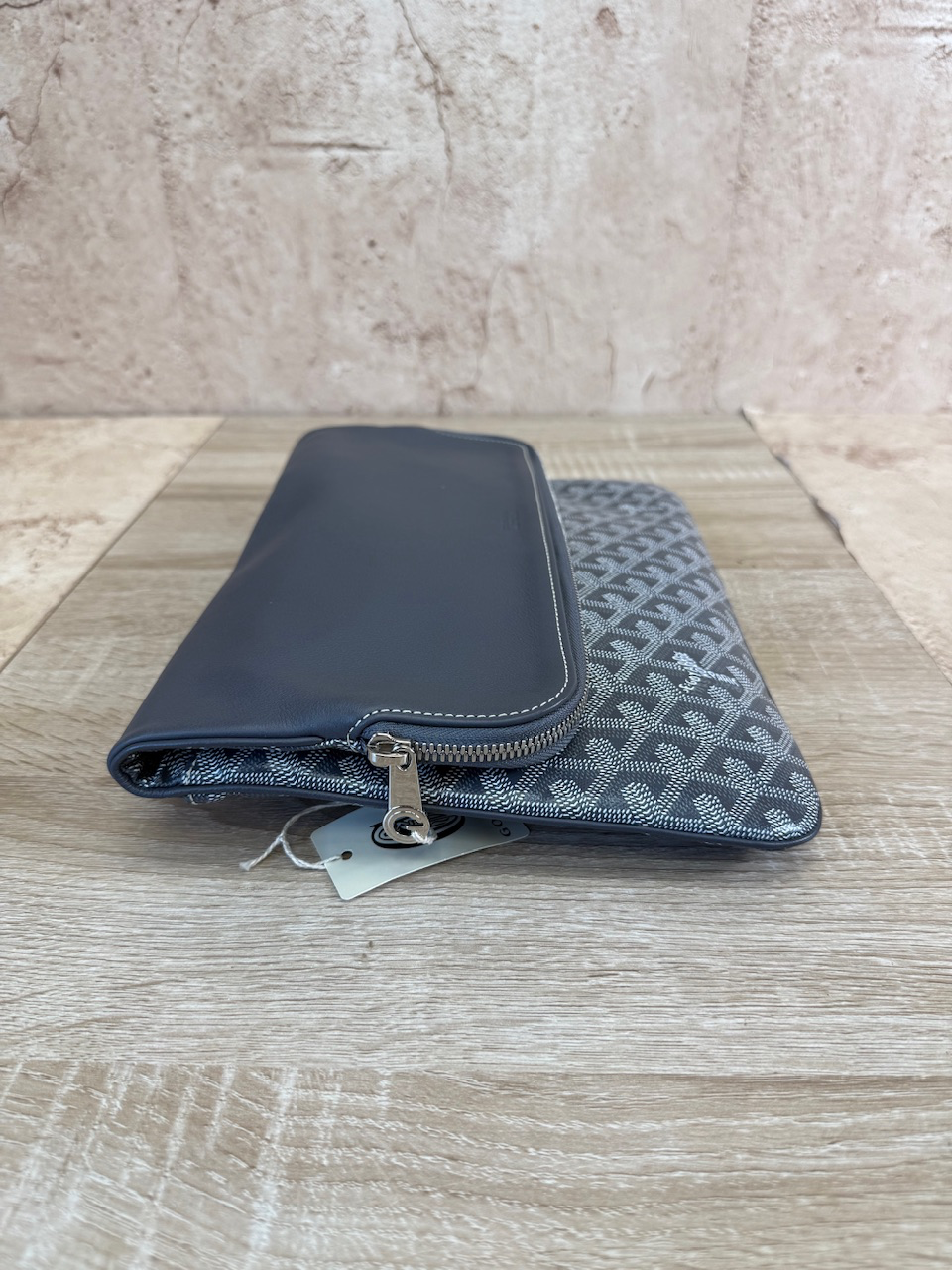 BRAND NEW Goyard Grey Leather Clutch