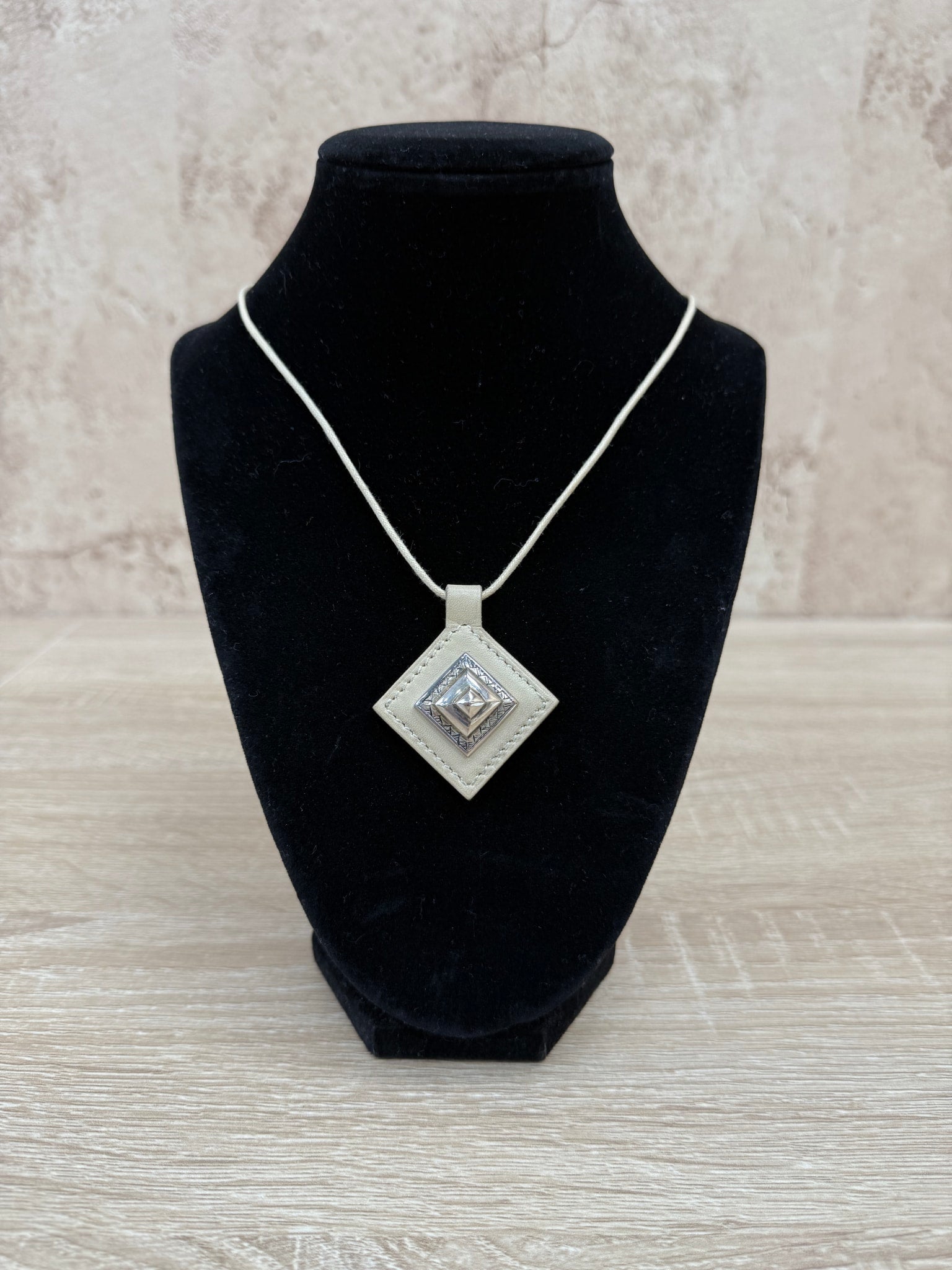 Hermes Tan Leather Pendant Necklace