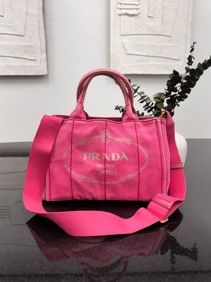 Prada Pink Canvas Canapa Small Tote Bag