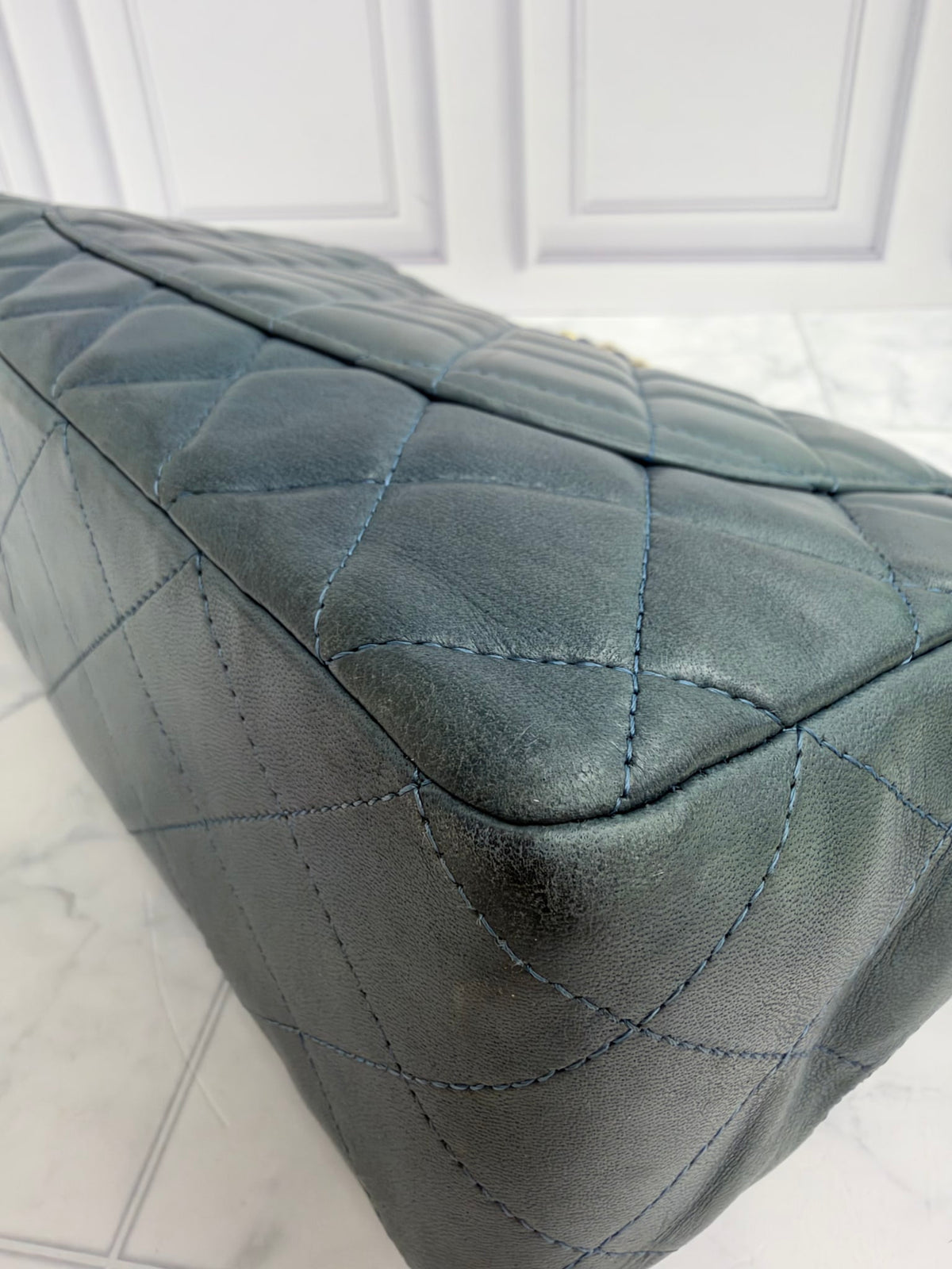 Chanel Teal Quilted Lambskin Jumbo Classic Flap Bag 