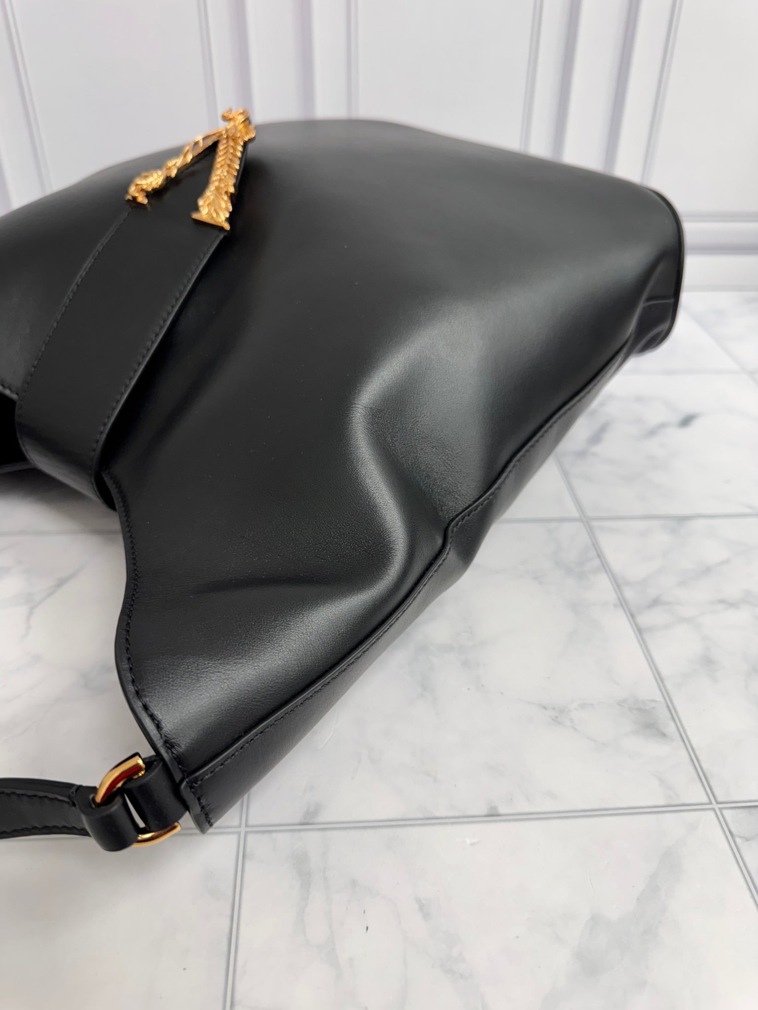 Versace Black Leather Hobo Bag