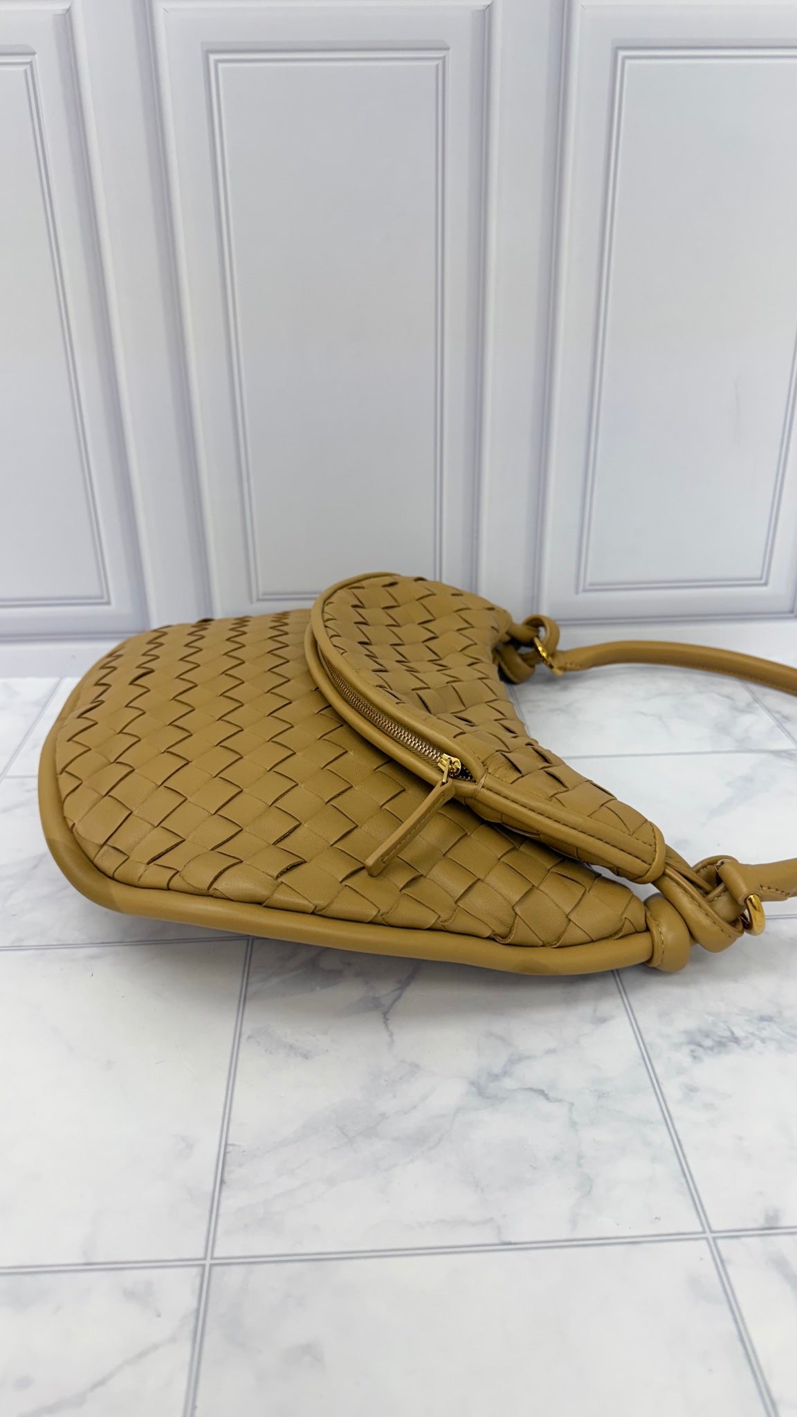 Bottega Veneta Tan Intrecciato Nappa Leather Medium Gemelli Shoulder Bag