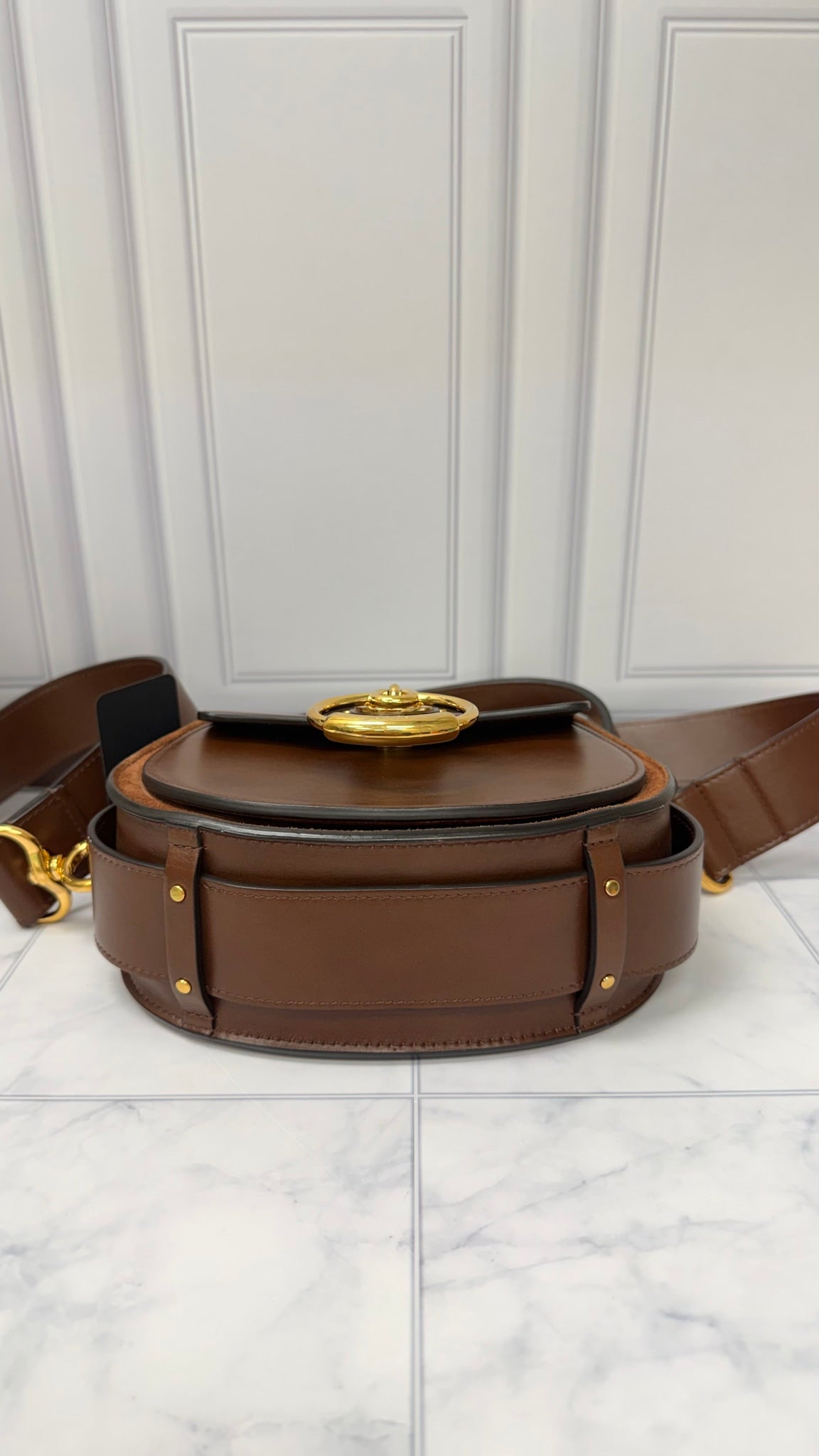 Chloe Brown Leather Tess Small Shoulder Bag