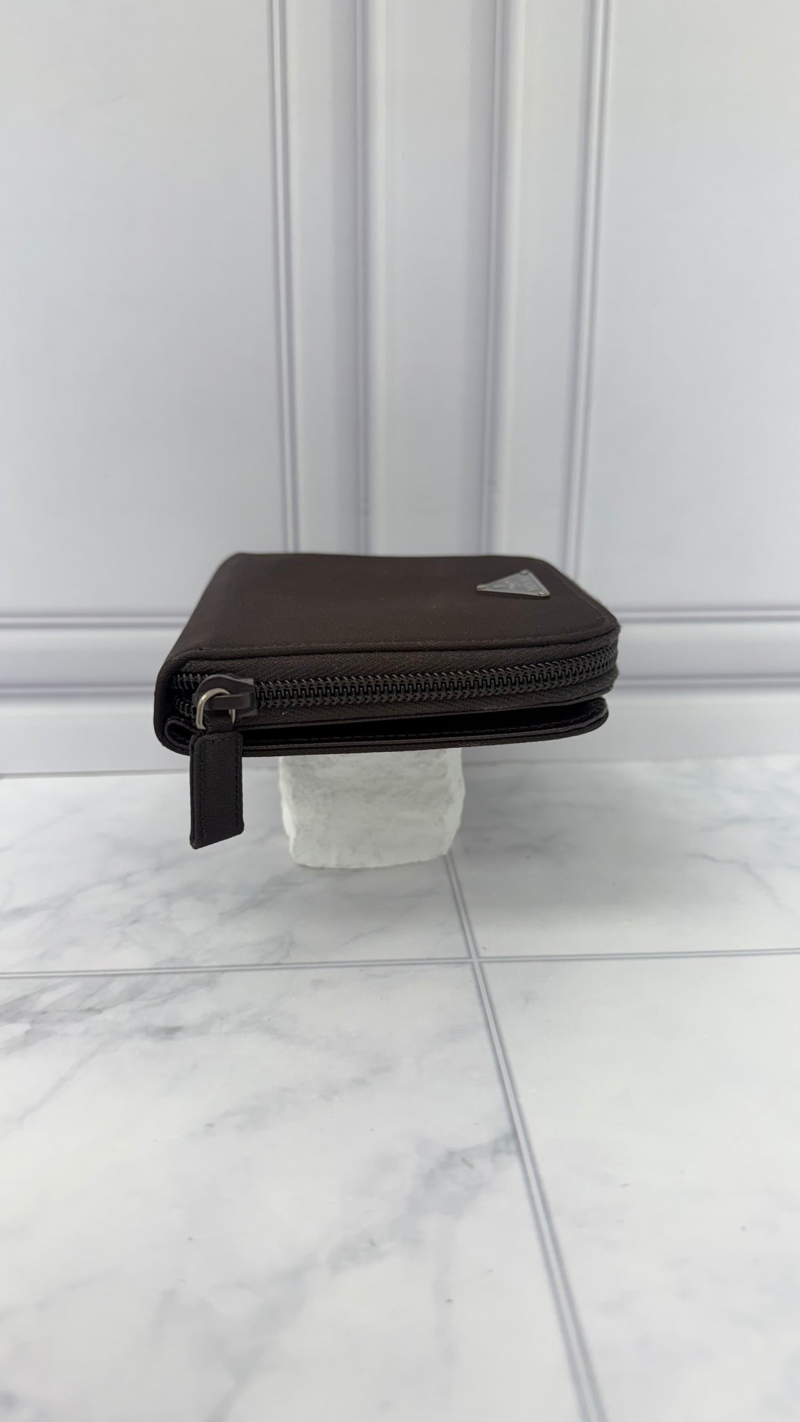 Prada Brown Nylon Compact Wallet 