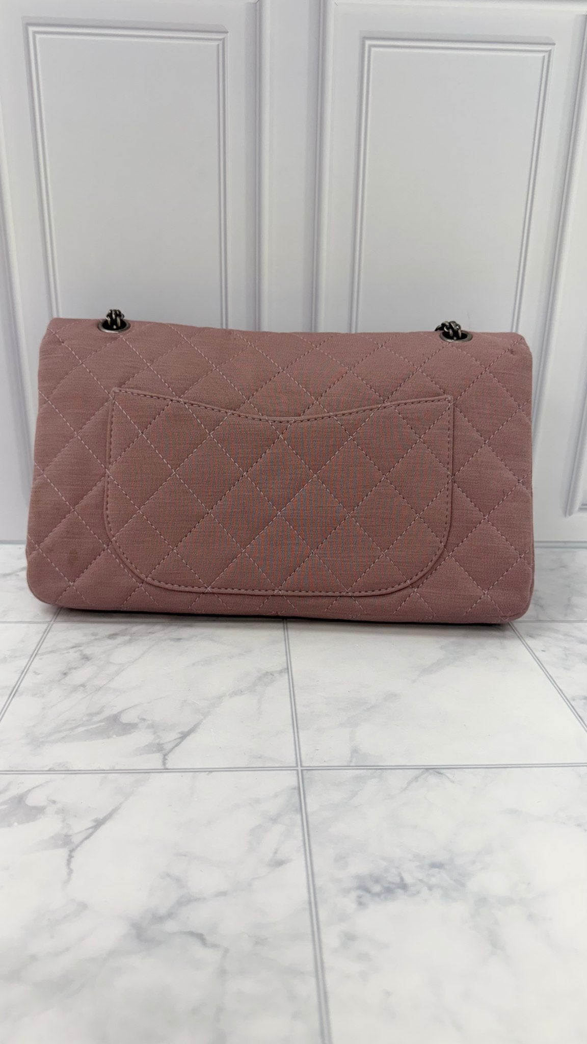 Chanel Dusty Pink Jersey Medium Reissue Double Flap Handbag 