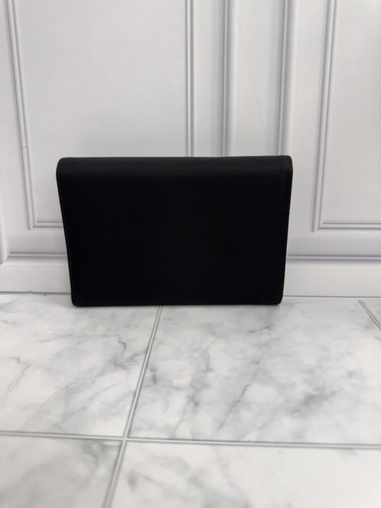Prada Black Nylon Trifold Compact Wallet