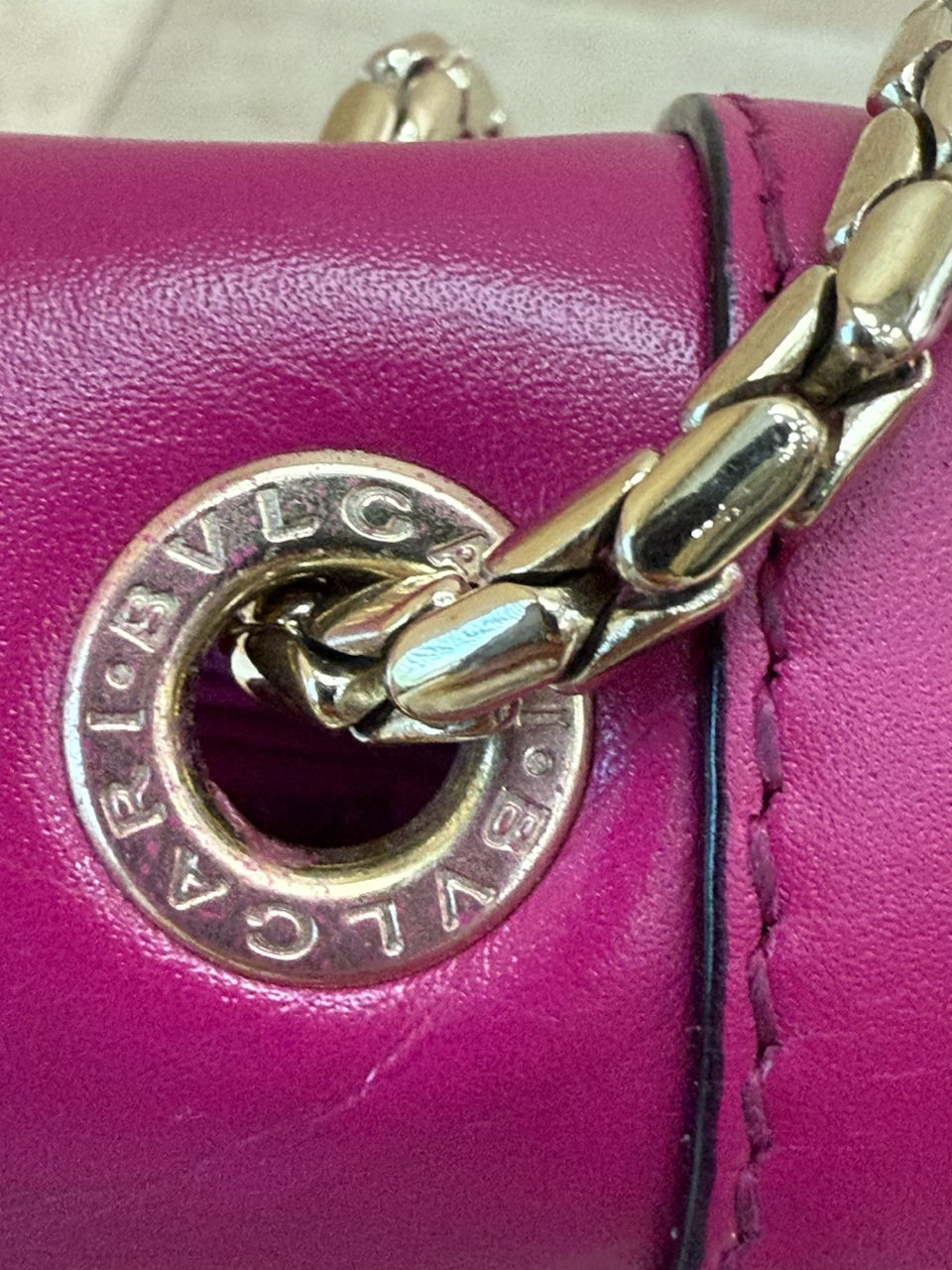 Bvlgari Fuchsia Leather Serpenti Forever Snake Shoulder Bag