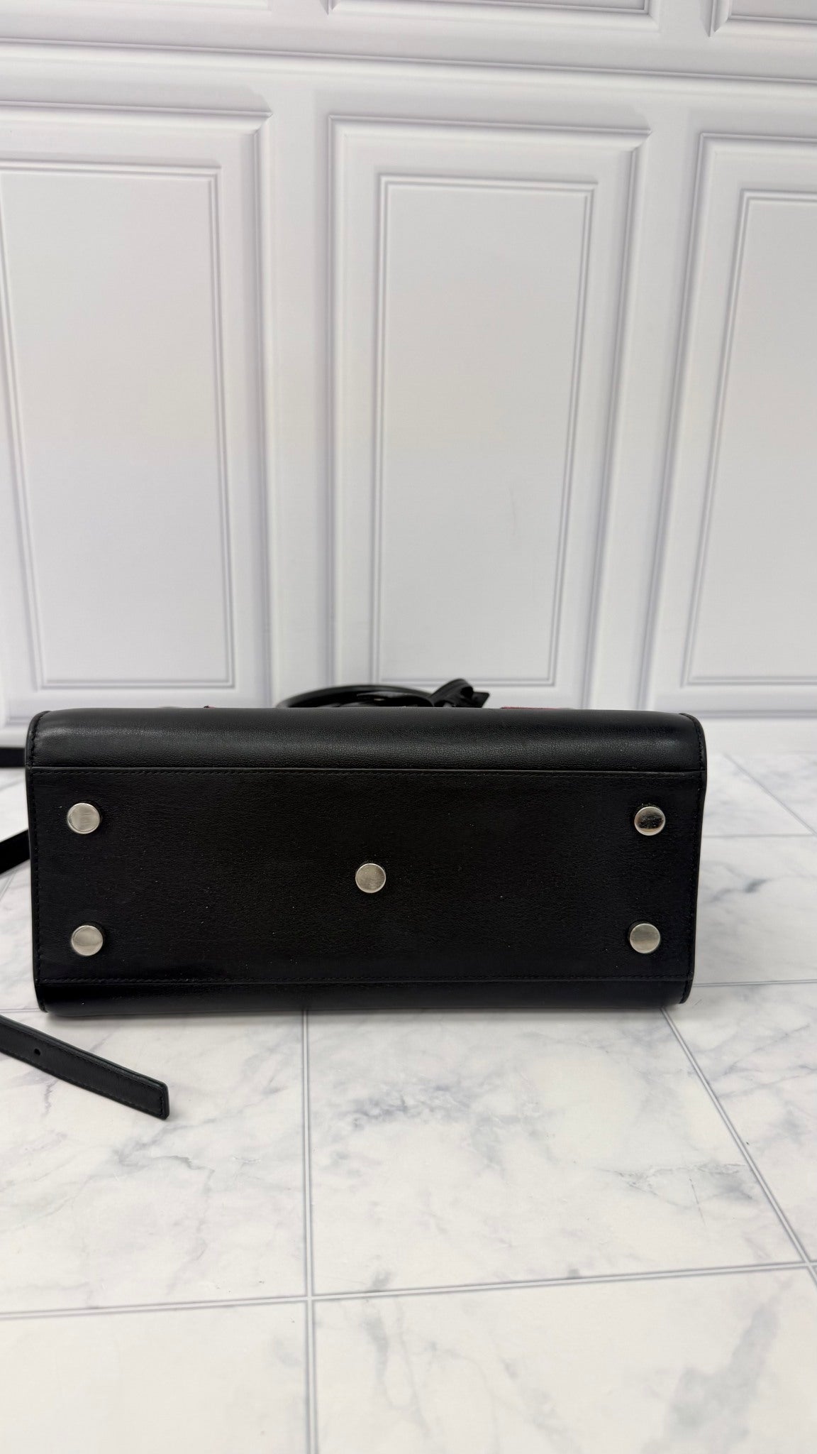 Saint Laurent YSL Black Leather Love Patchwork Baby Sac De Jour 2Way Handbag 
