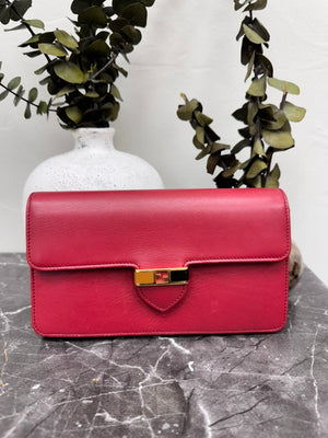 Fendi Red Leather Long Wallet