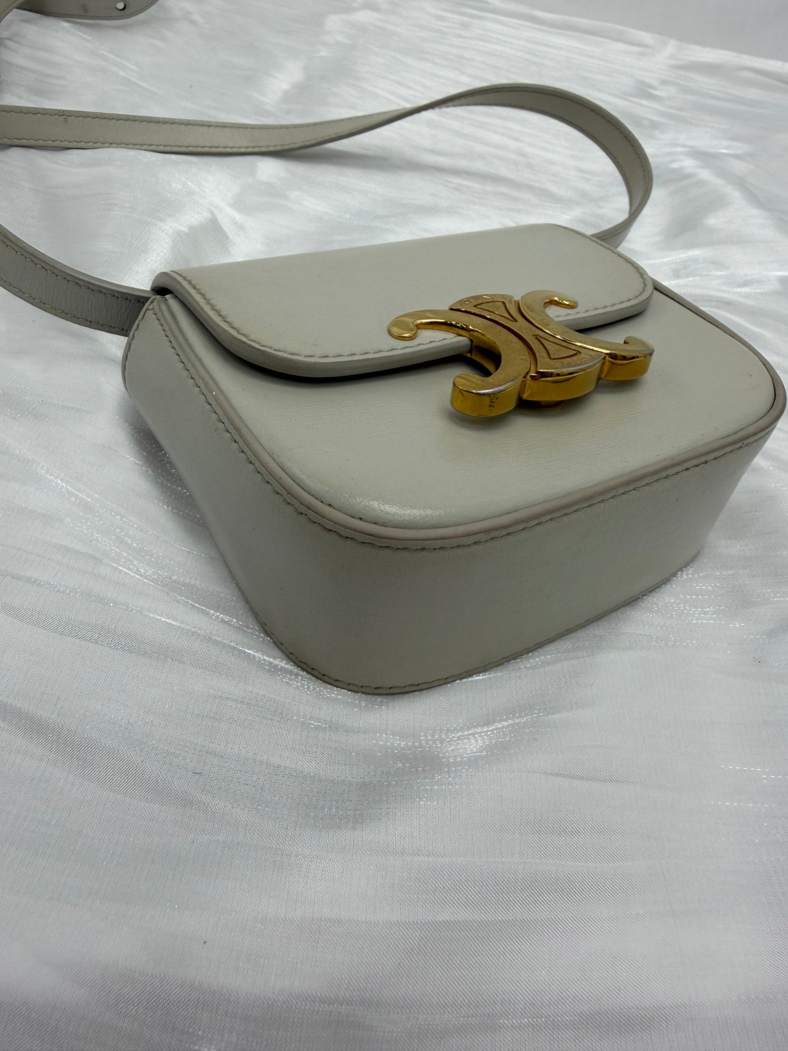 Celine Beige Calfskin Leather Mini Claude Crossbody