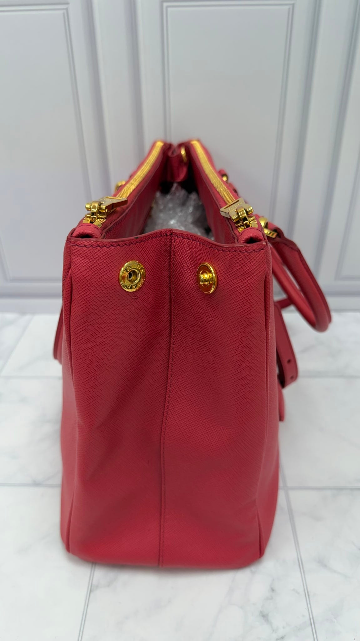 Prada Pink Saffiano Leather Galleria Tote Bag 