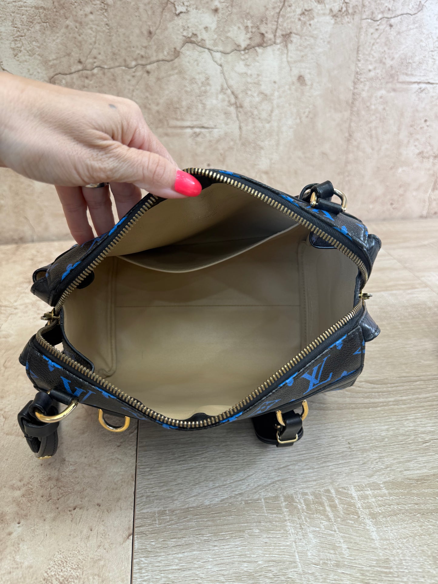 Louis Vuitton Monogram Black x Blue Speedy Amazon PM