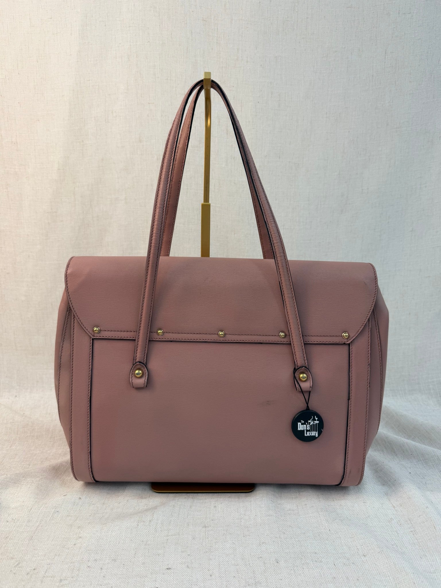 Gucci Dusty Rose Leather Bamboo Top Handle Bag