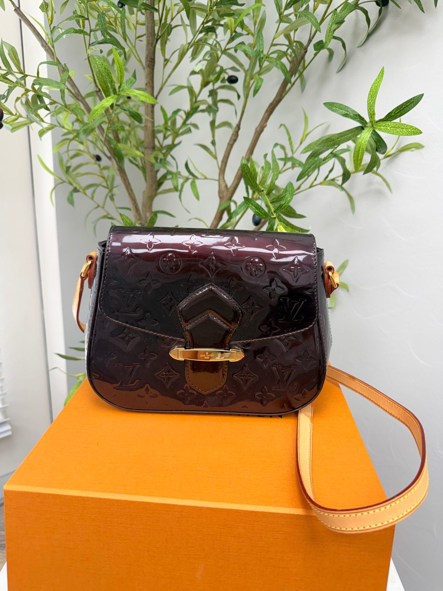 Louis Vuitton Monogram Amarante Vernis Leather Bellflower PM