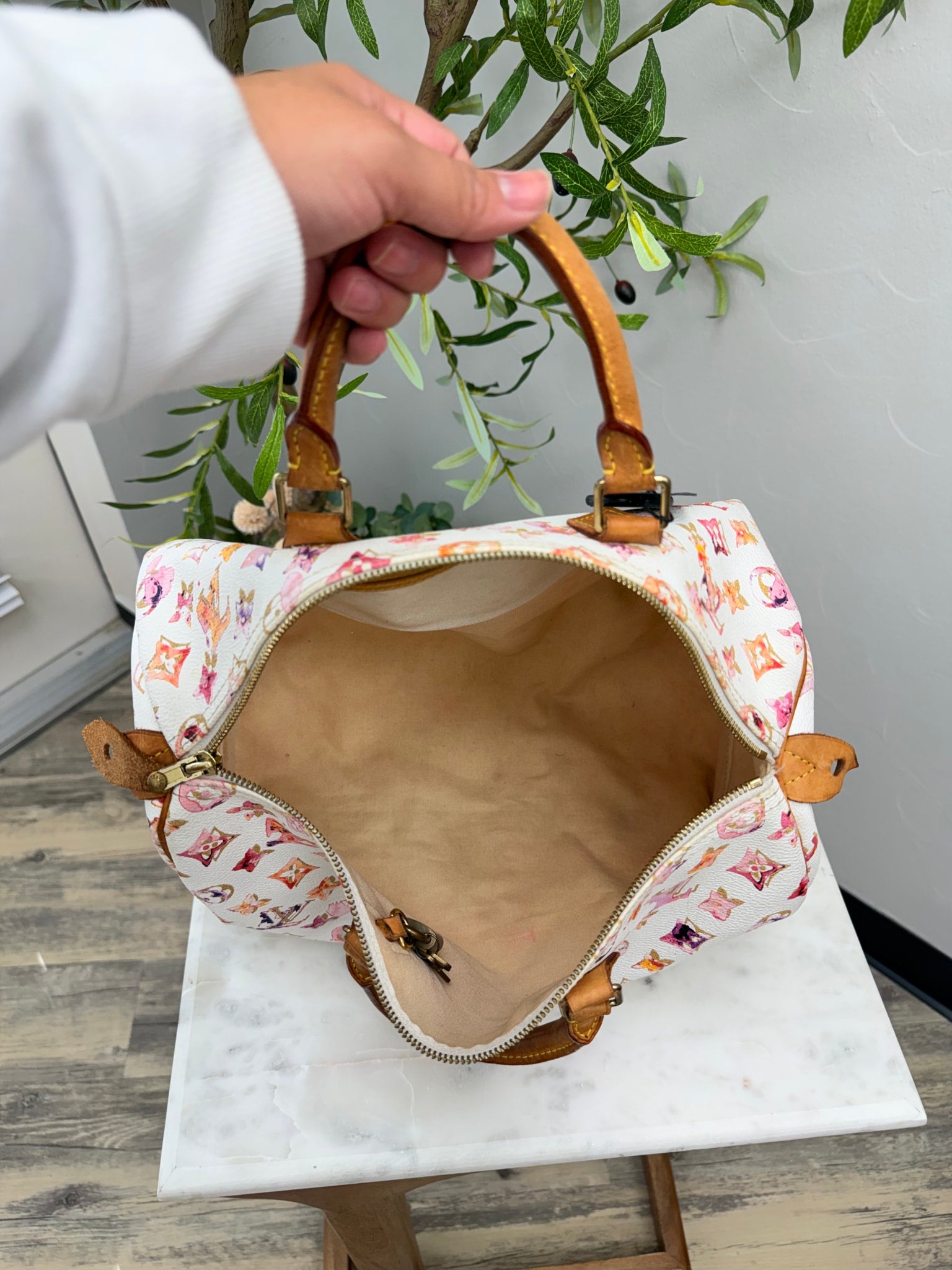 Louis Vuitton White Watercolor Monogram Speedy 35 
