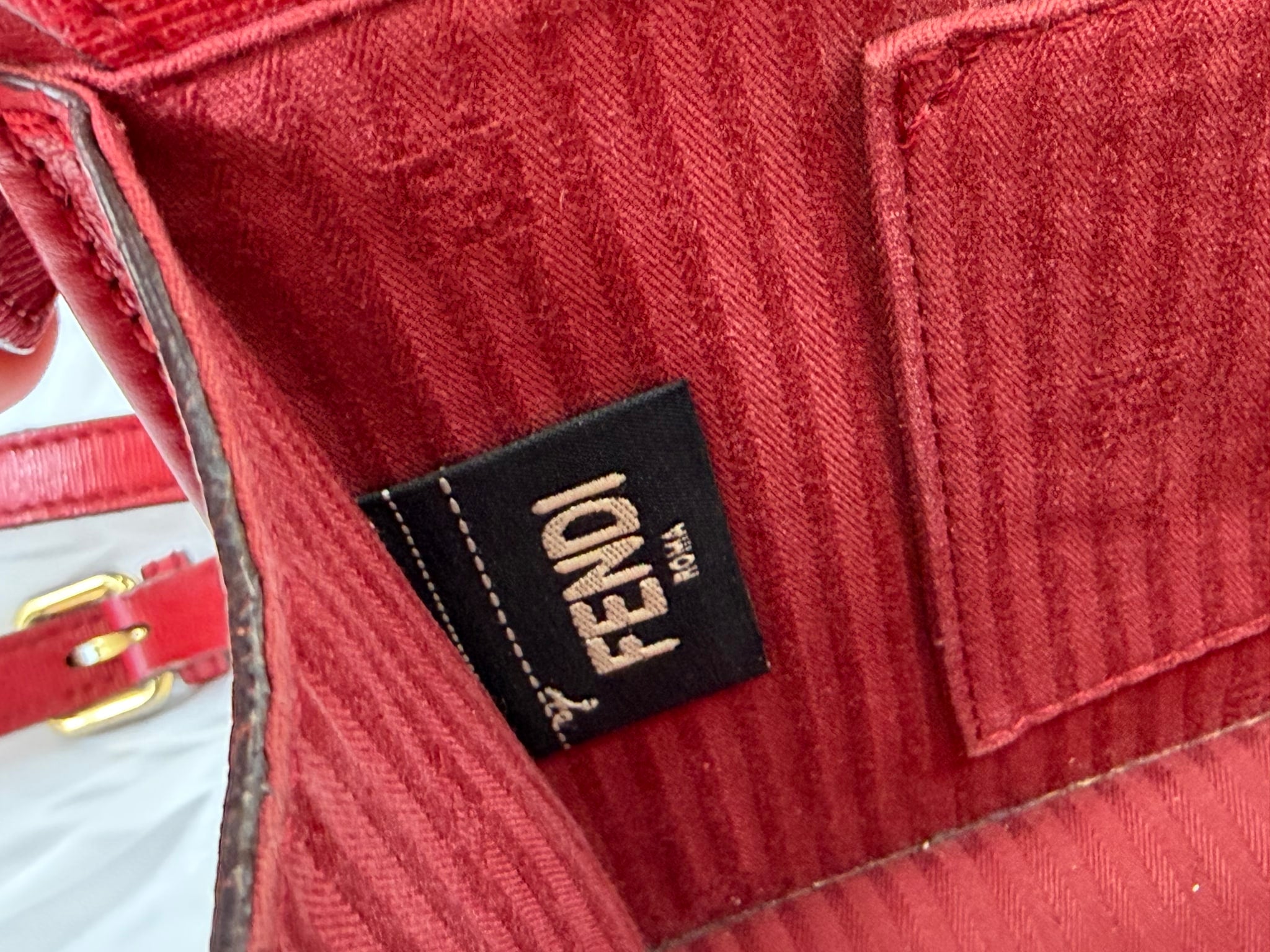 Fendi Red Leather Demi Jour Two Way Bag