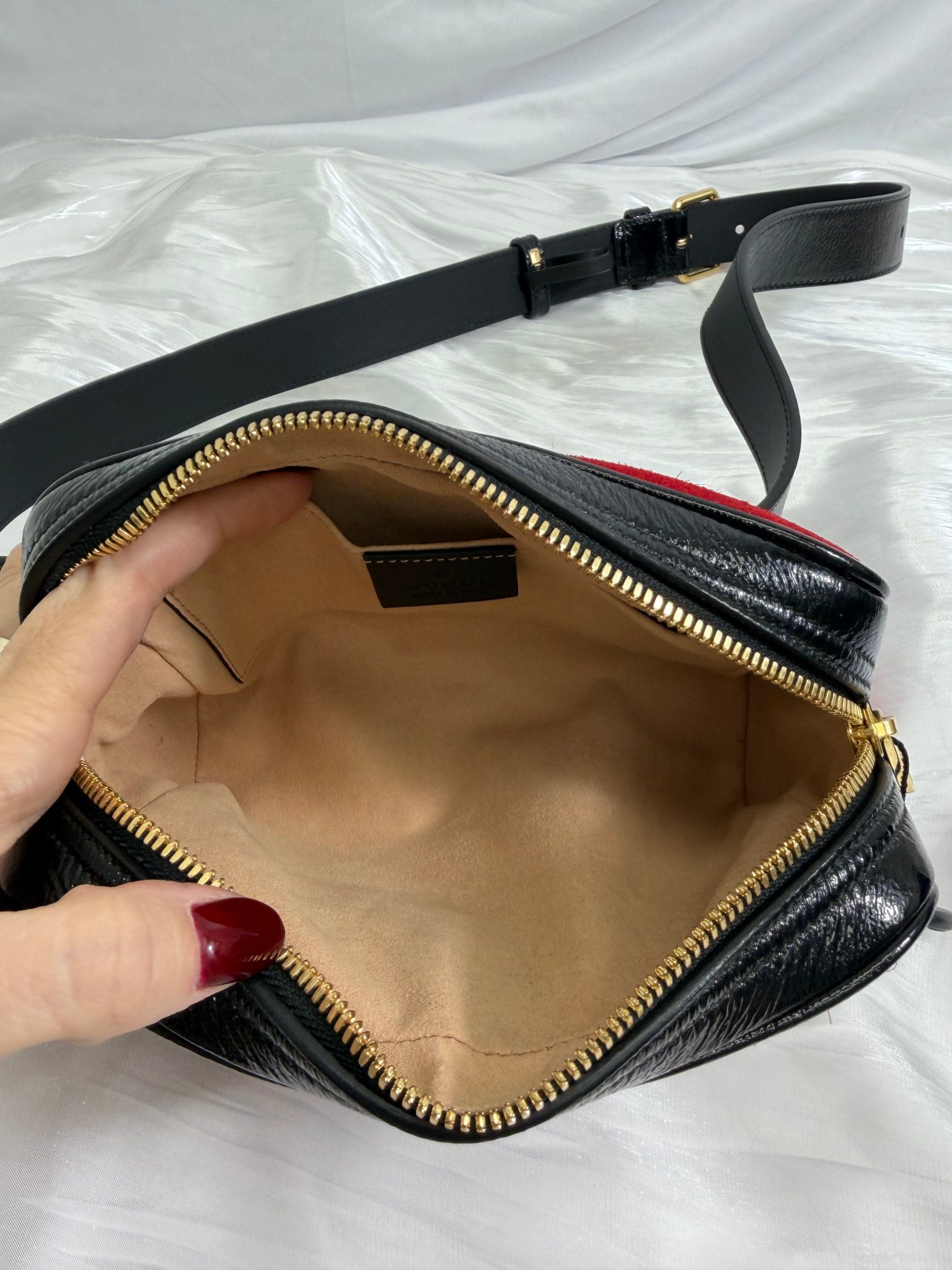 Gucci Red Suede Ophidia Belt Bag