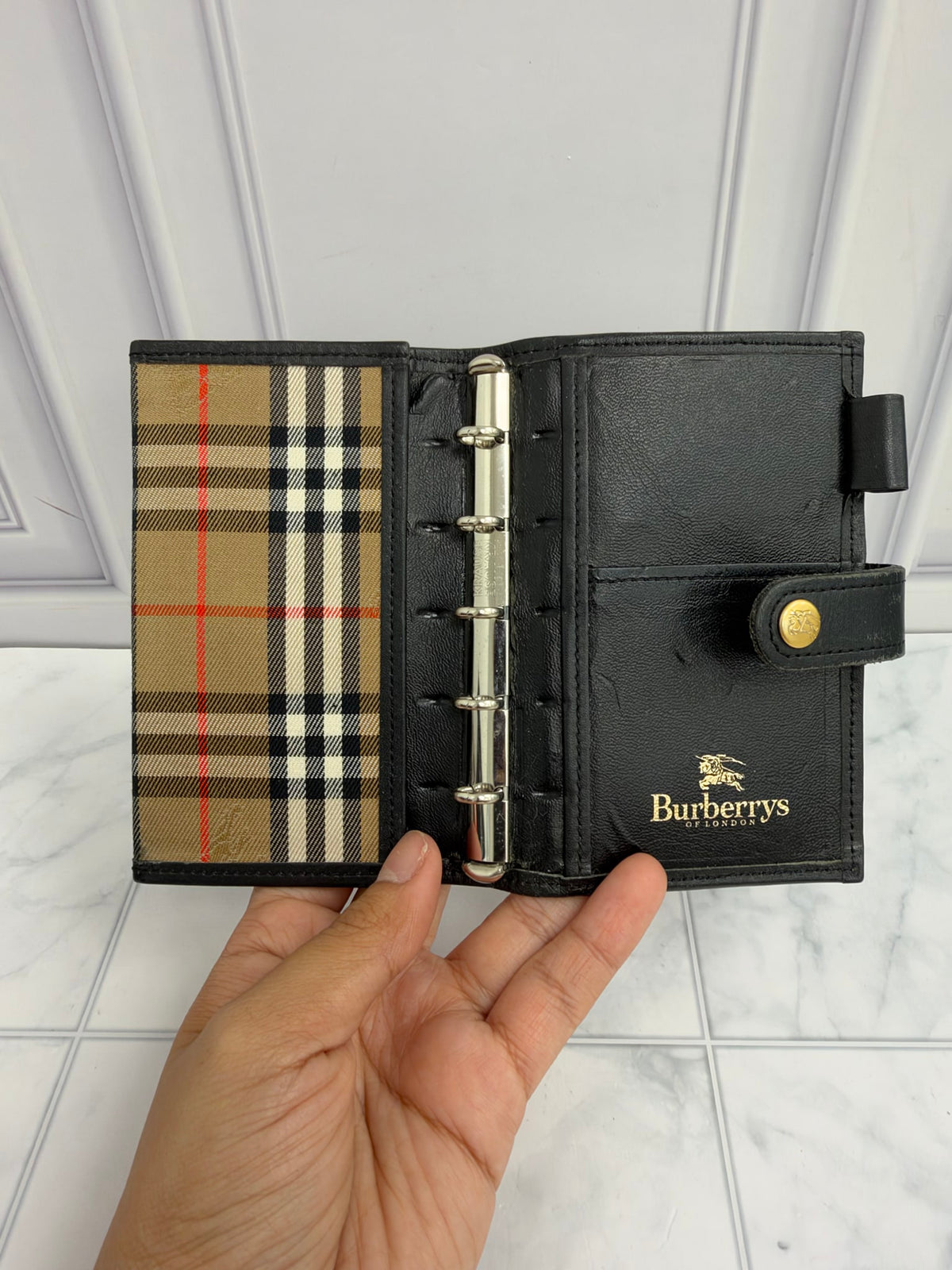 Burberry Check Canvas & Leather Mini Agenda