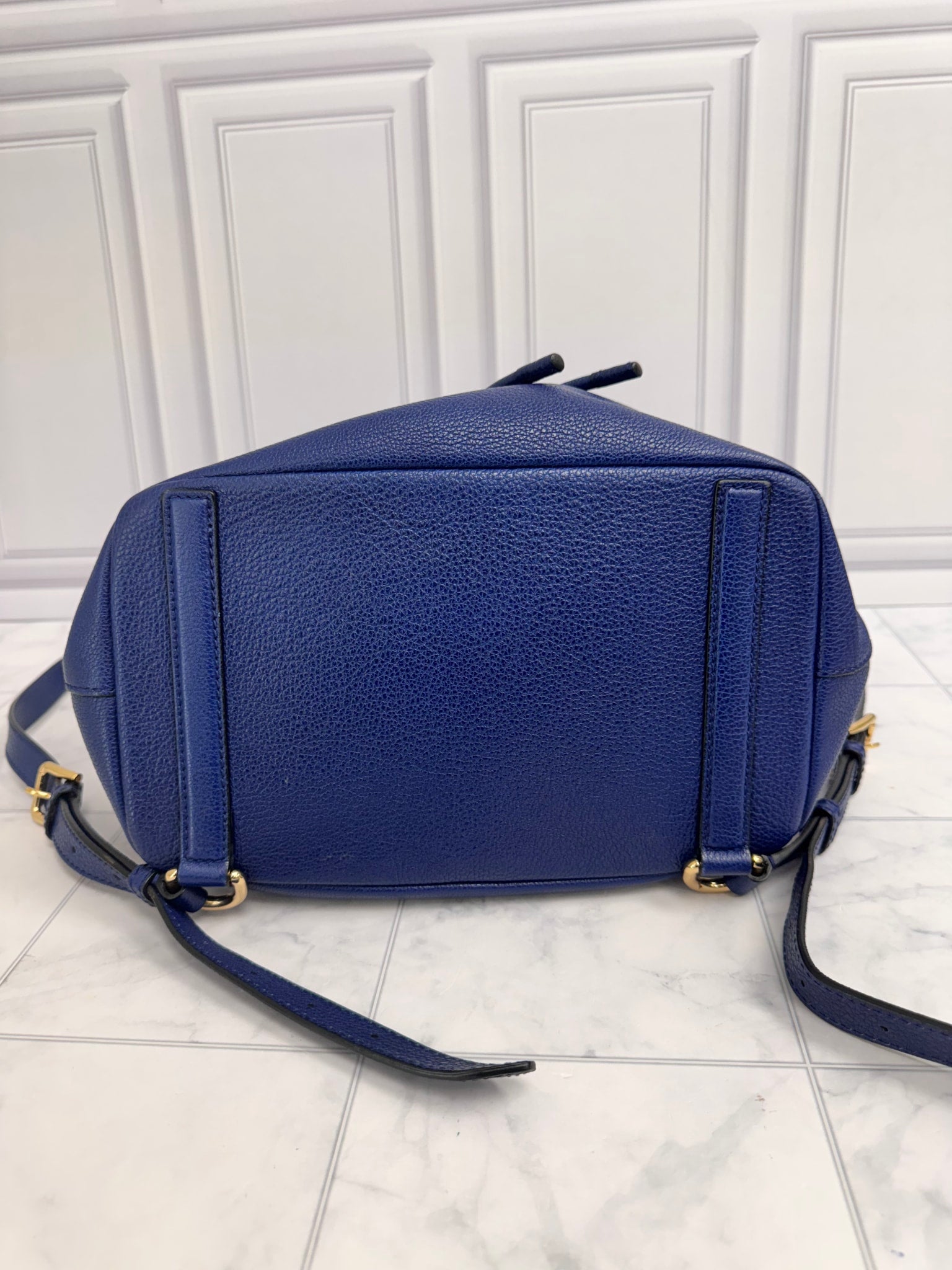 Dolce & Gabbana Blue Grained Leather Sicily Backpack