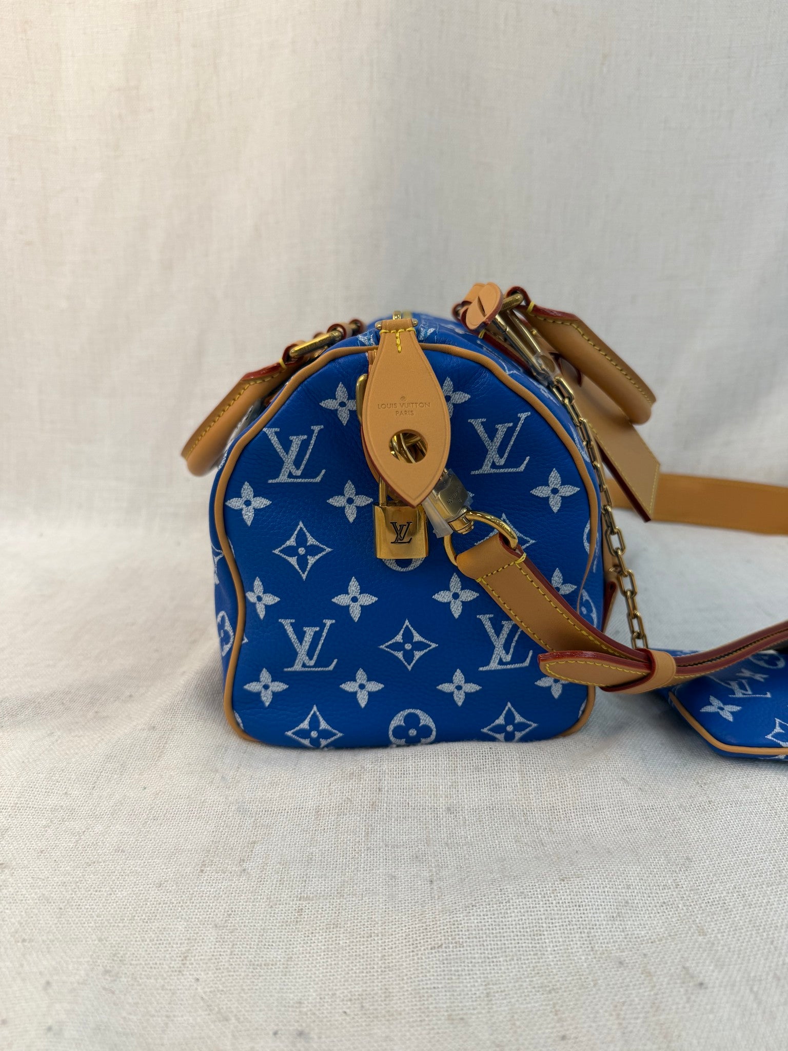 BRAND NEW- Louis Vuitton Blue Calfskin Speedy P9 Bandouliere 25 Bag