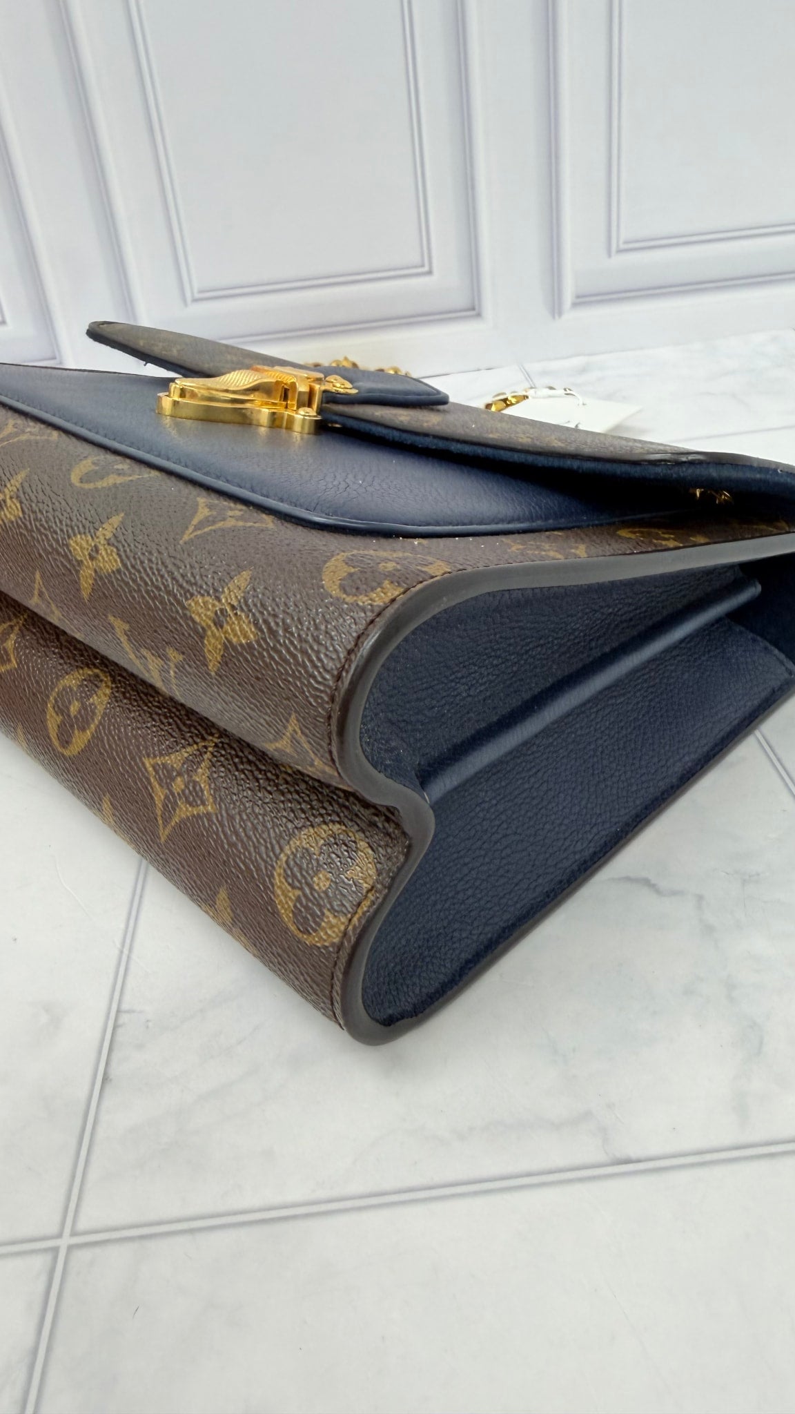 Louis Vuitton Navy Blue Monogram Victoire Chain Shoulder Bag