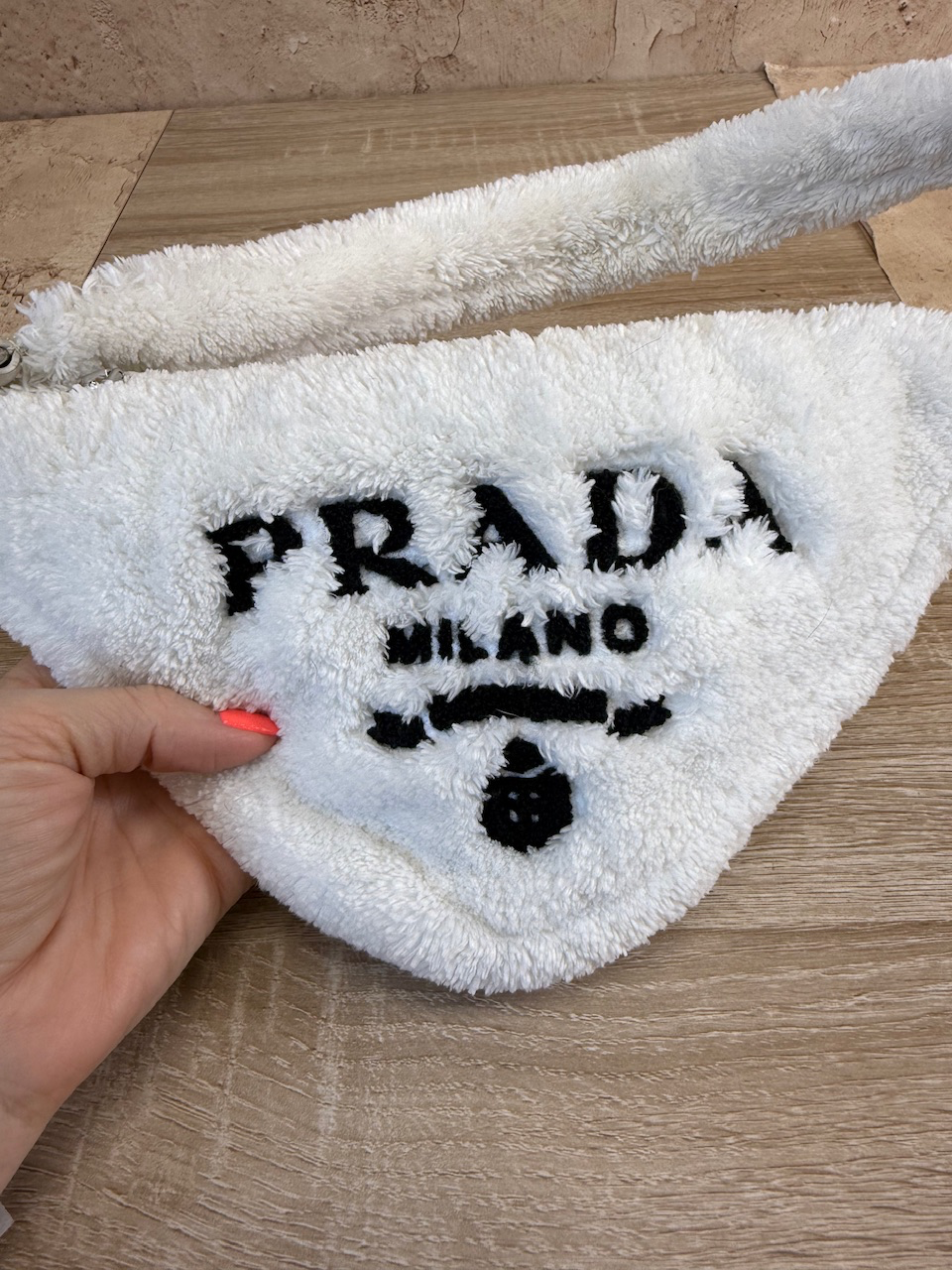 Prada White Terry Triangle Bag