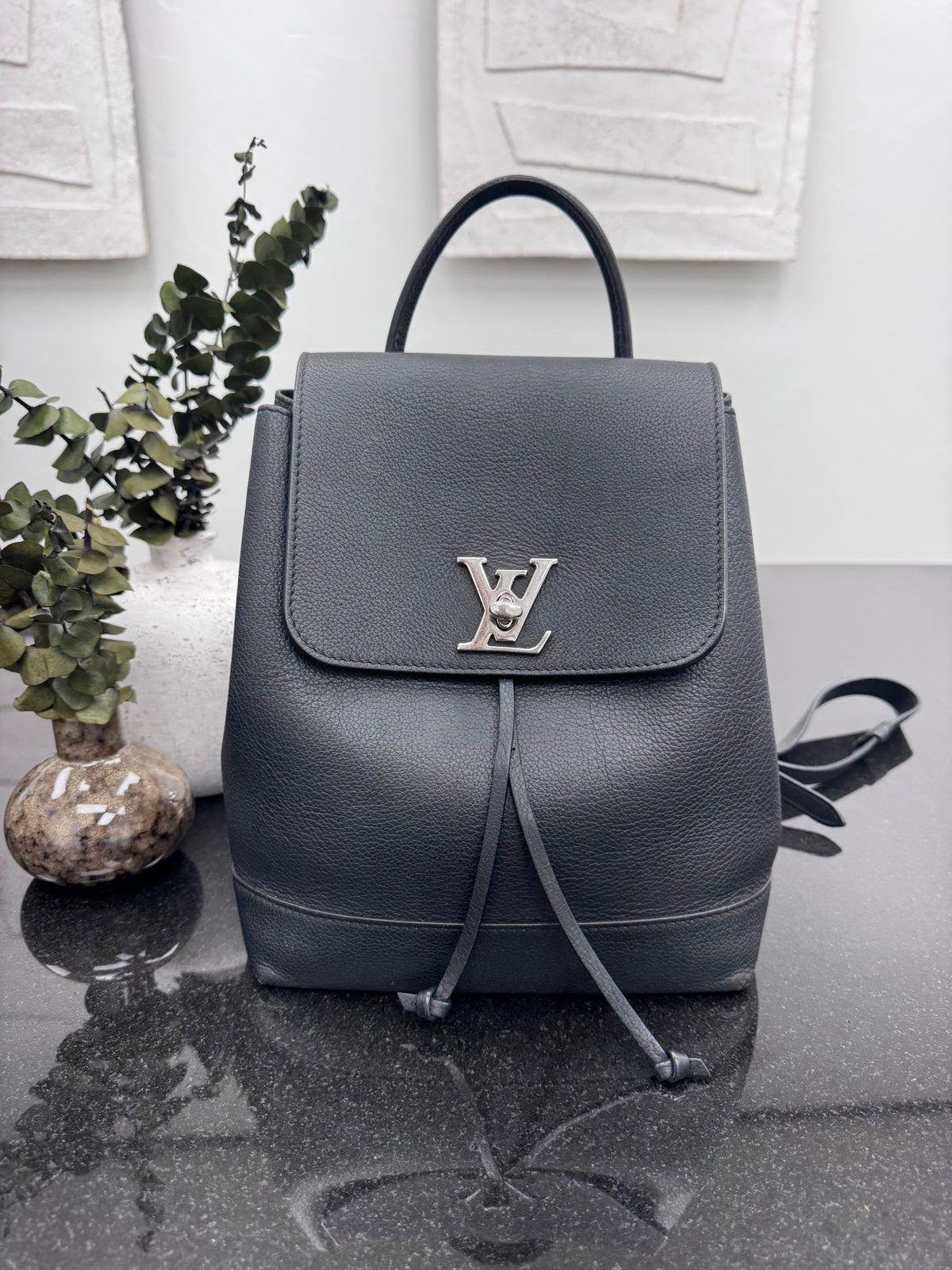 Louis Vuitton Black Leather Lockme Backpack