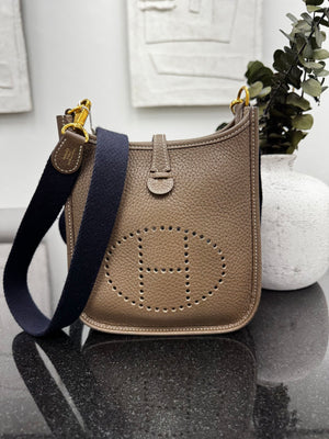 Hermes Etoupe Taurillon Clemence Leather Evelyne 16 Amazone Bag TPM