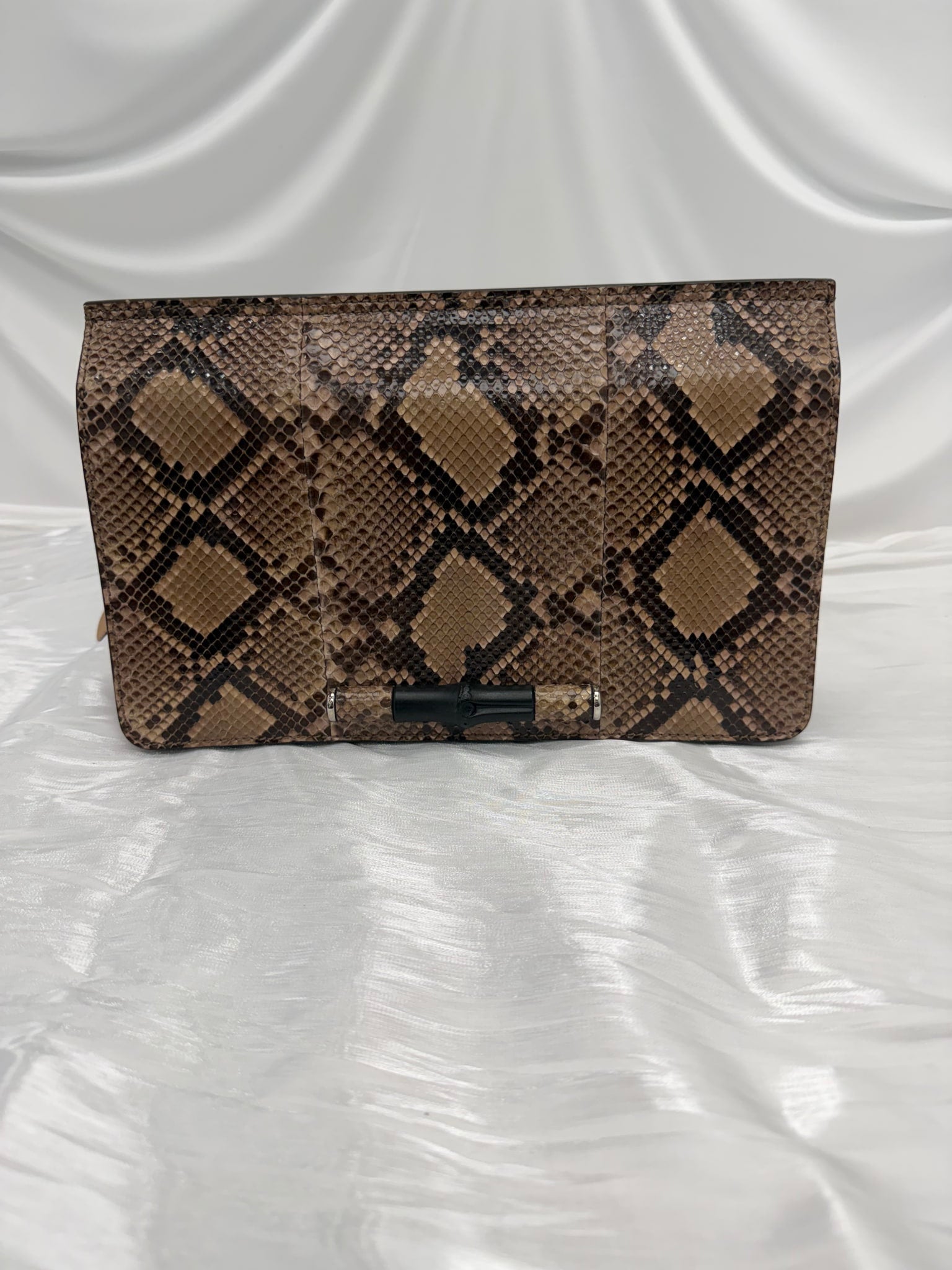 Gucci Brown Python Bamboo Shoulder Bag