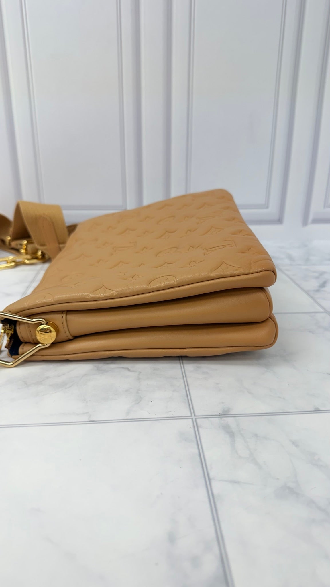 Louis Vuitton Tan Monogram Lambskin Leather Coussin PM Crossbody Bag 