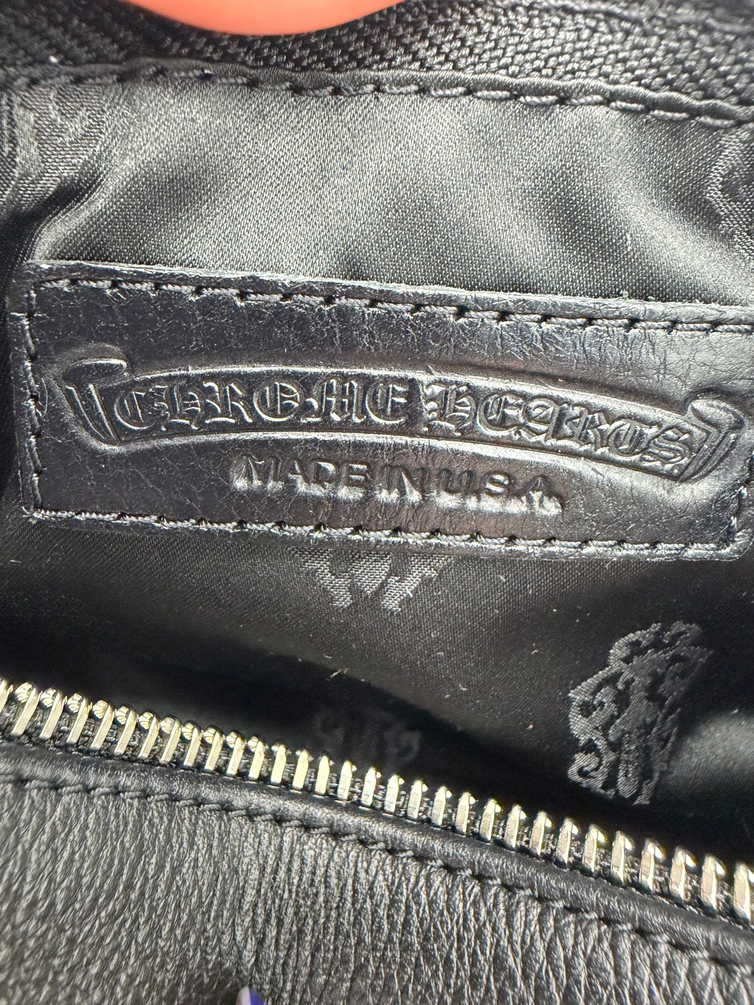 BRAND NEW- Chrome Hearts Black Leather Grinds Cemetery Cross Tube Bag