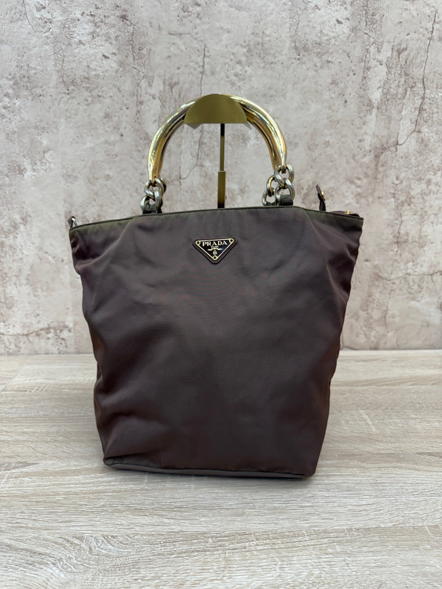 Prada Brown Nylon Handbag
