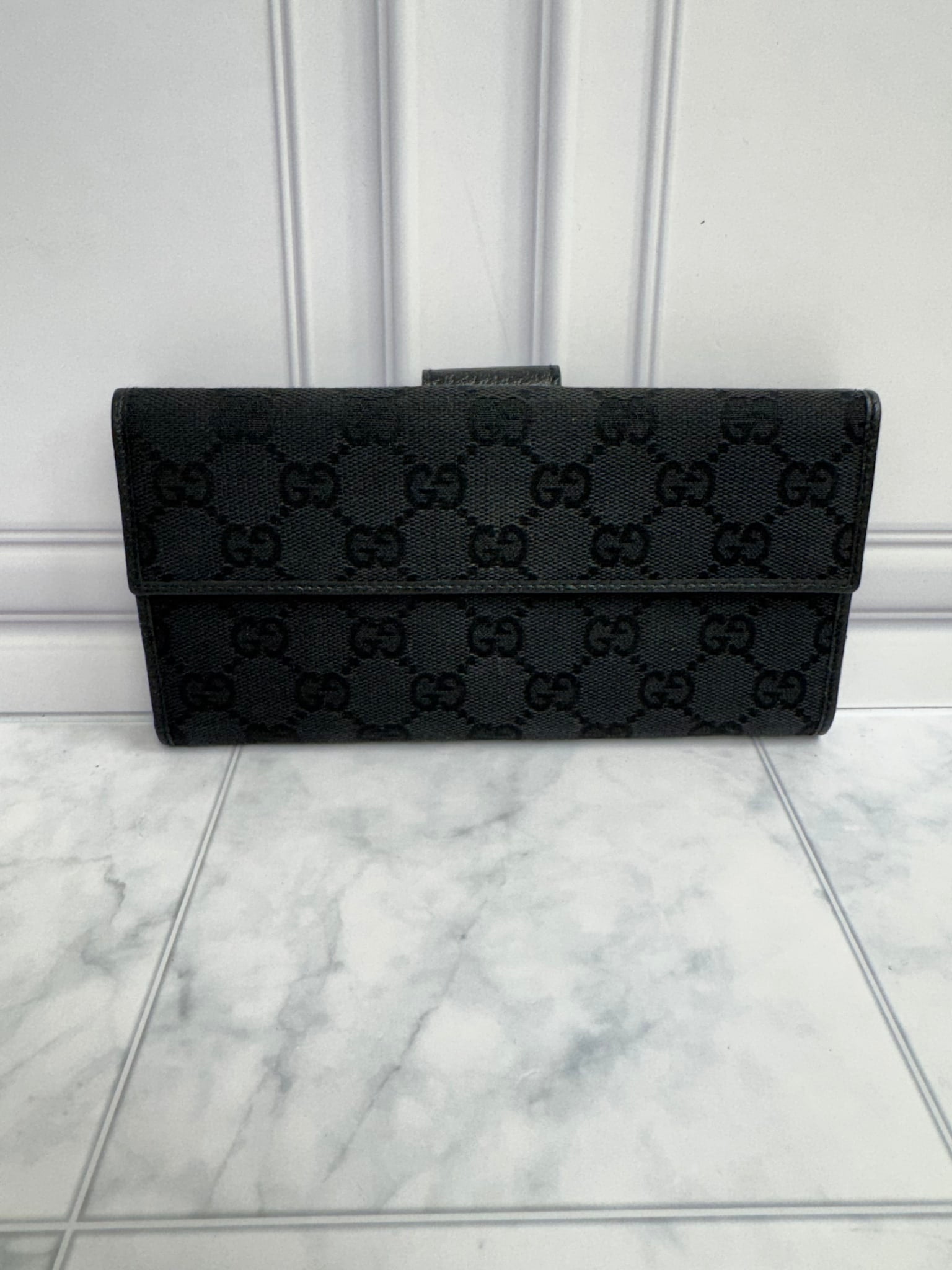 Gucci Black GG Canvas Long Wallet