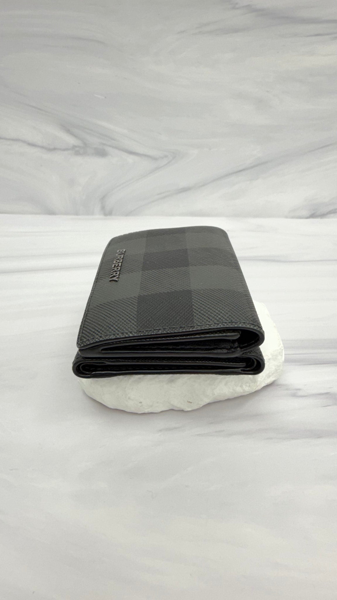 Burberry Grey And Black PVC Trifold Wallet
