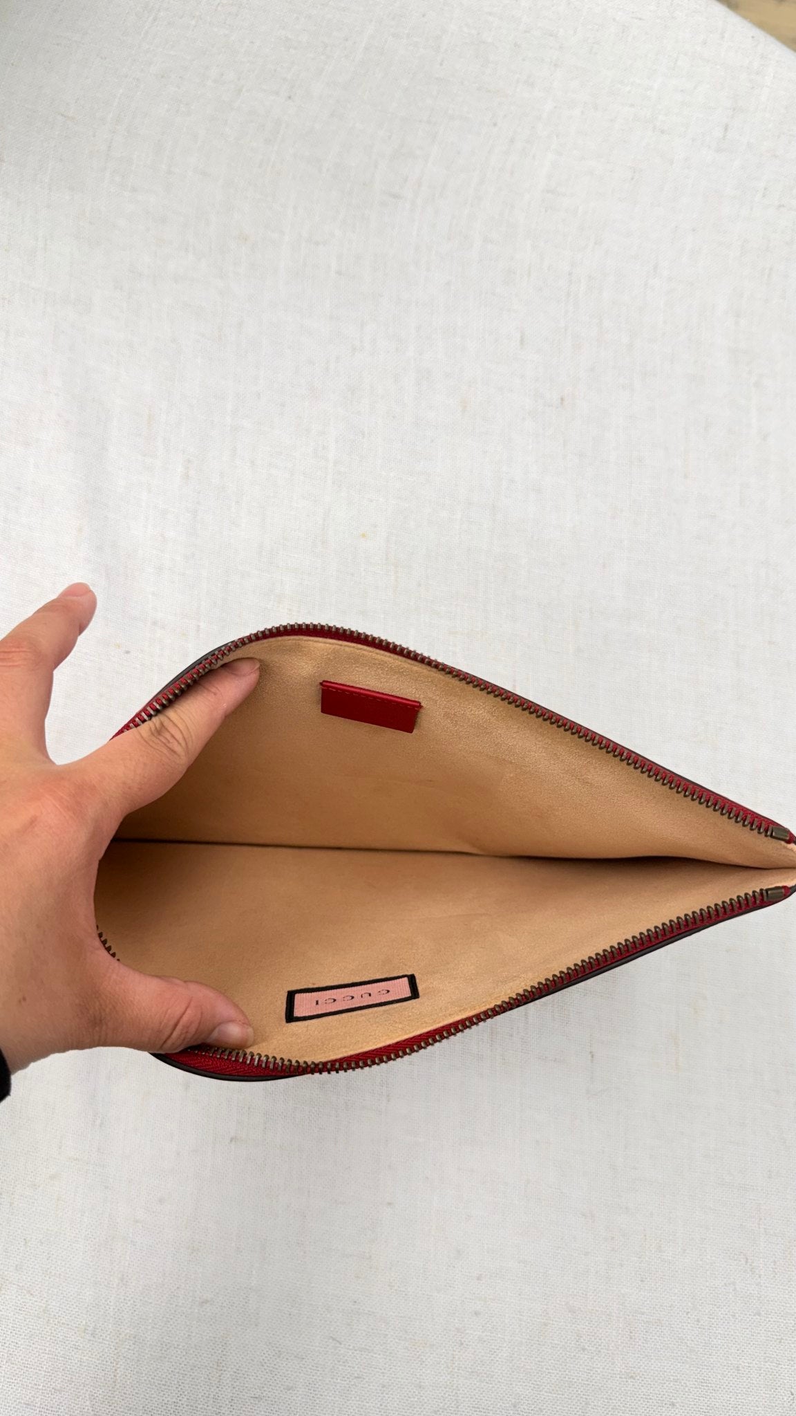 Gucci Red Leather Ghost Clutch