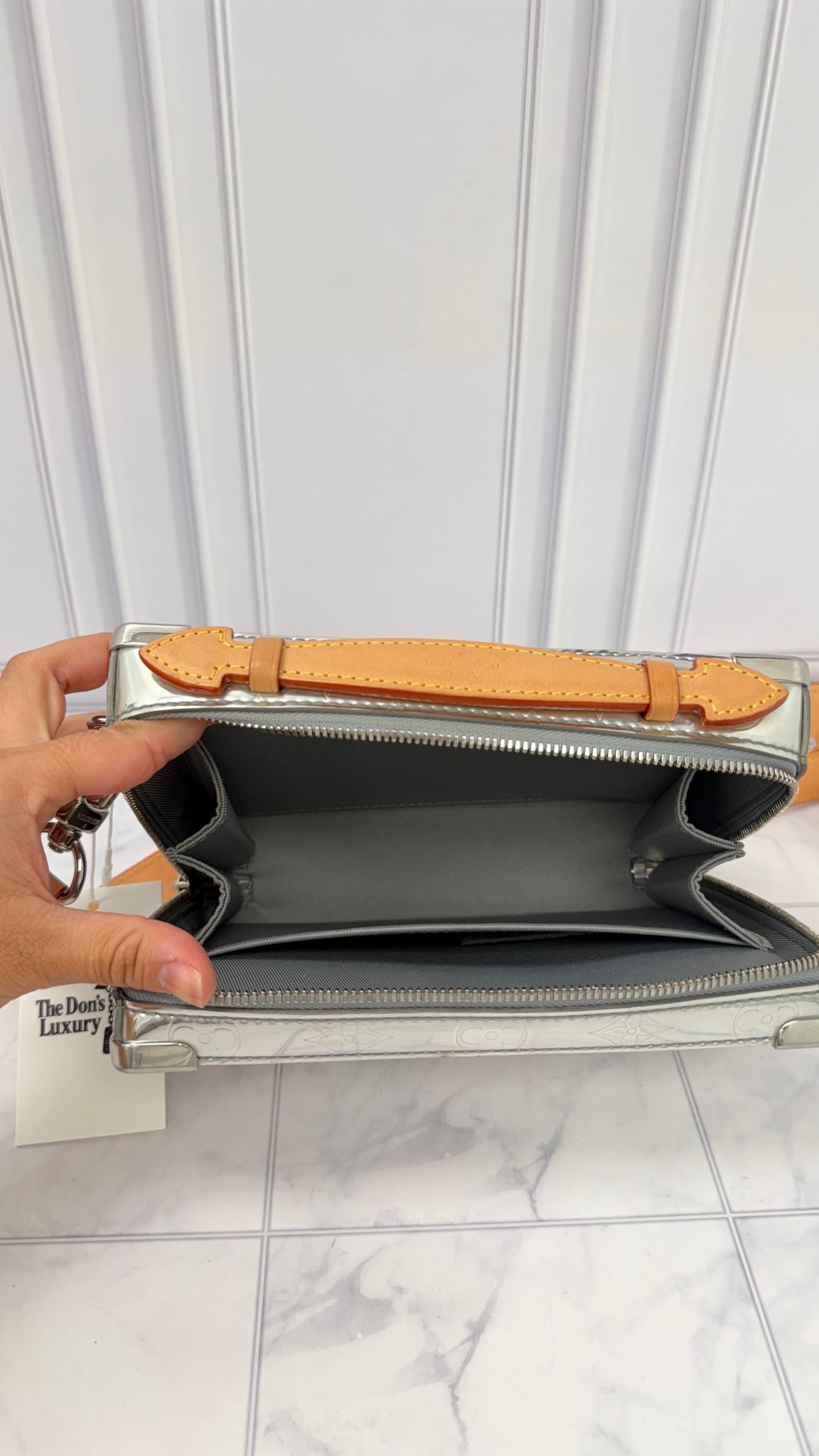 Louis Vuitton Silver Monogram Mirror Soft Trunk Crossbody Bag 