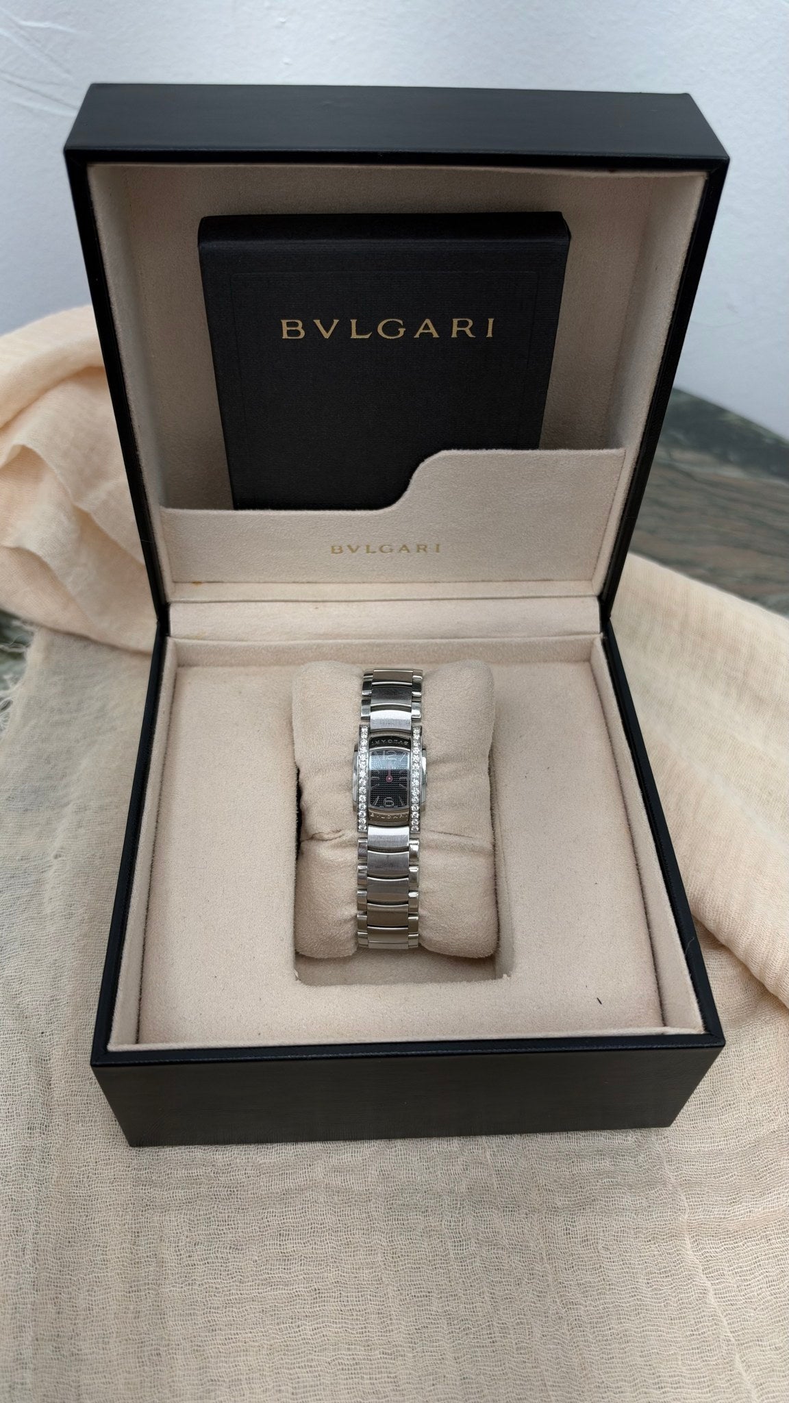 Bvlgari Stainless Steel Assioma Diamond Bezel Watch 15mm Face