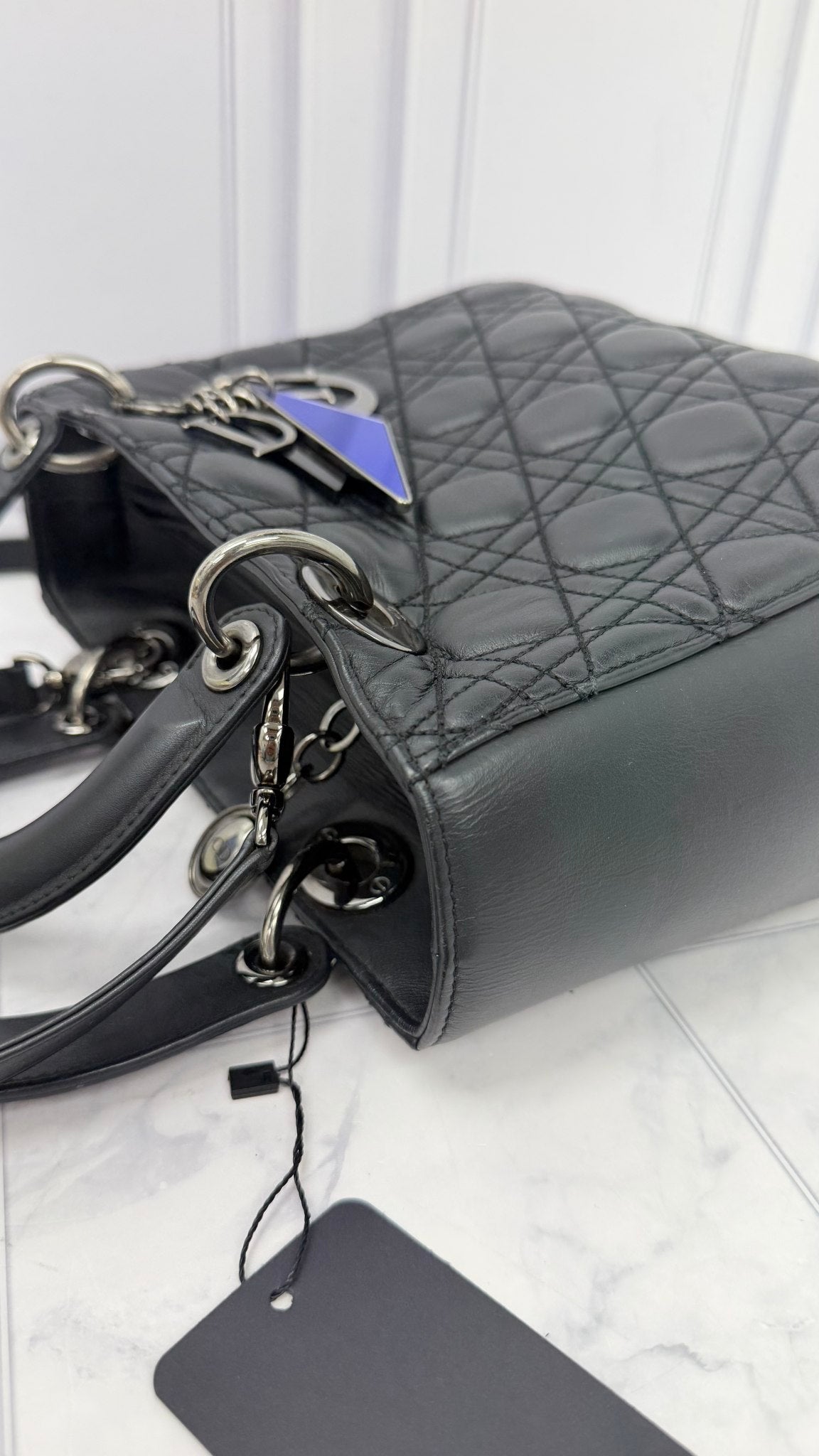 Christian Dior x Anselm Ryle Black Leather Cannage Medium Lady Dior 2Way Handbag 