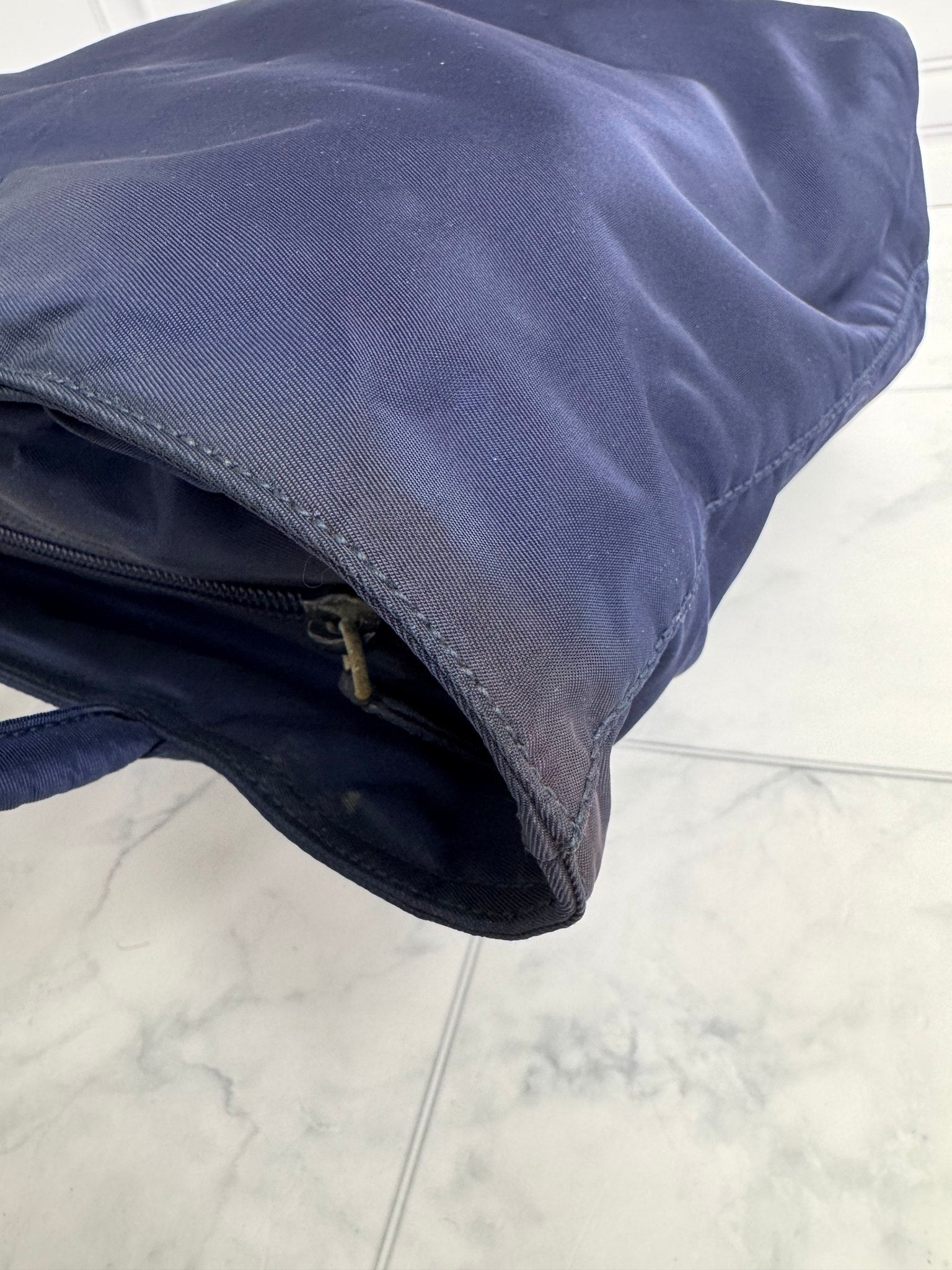 Prada Navy Nylon Small Tote Bag