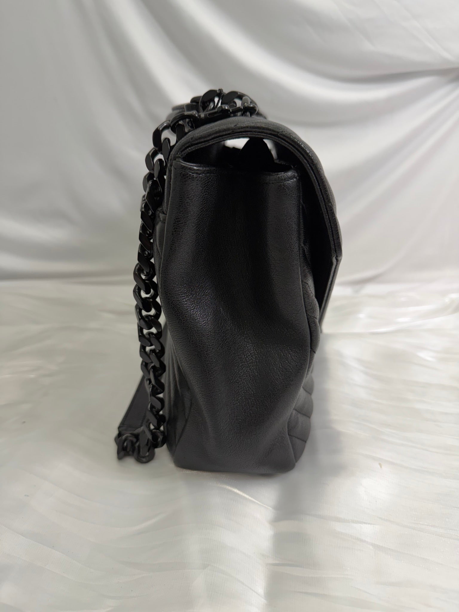 Saint Laurent YSL Black Quilted Leather College Flap Bag