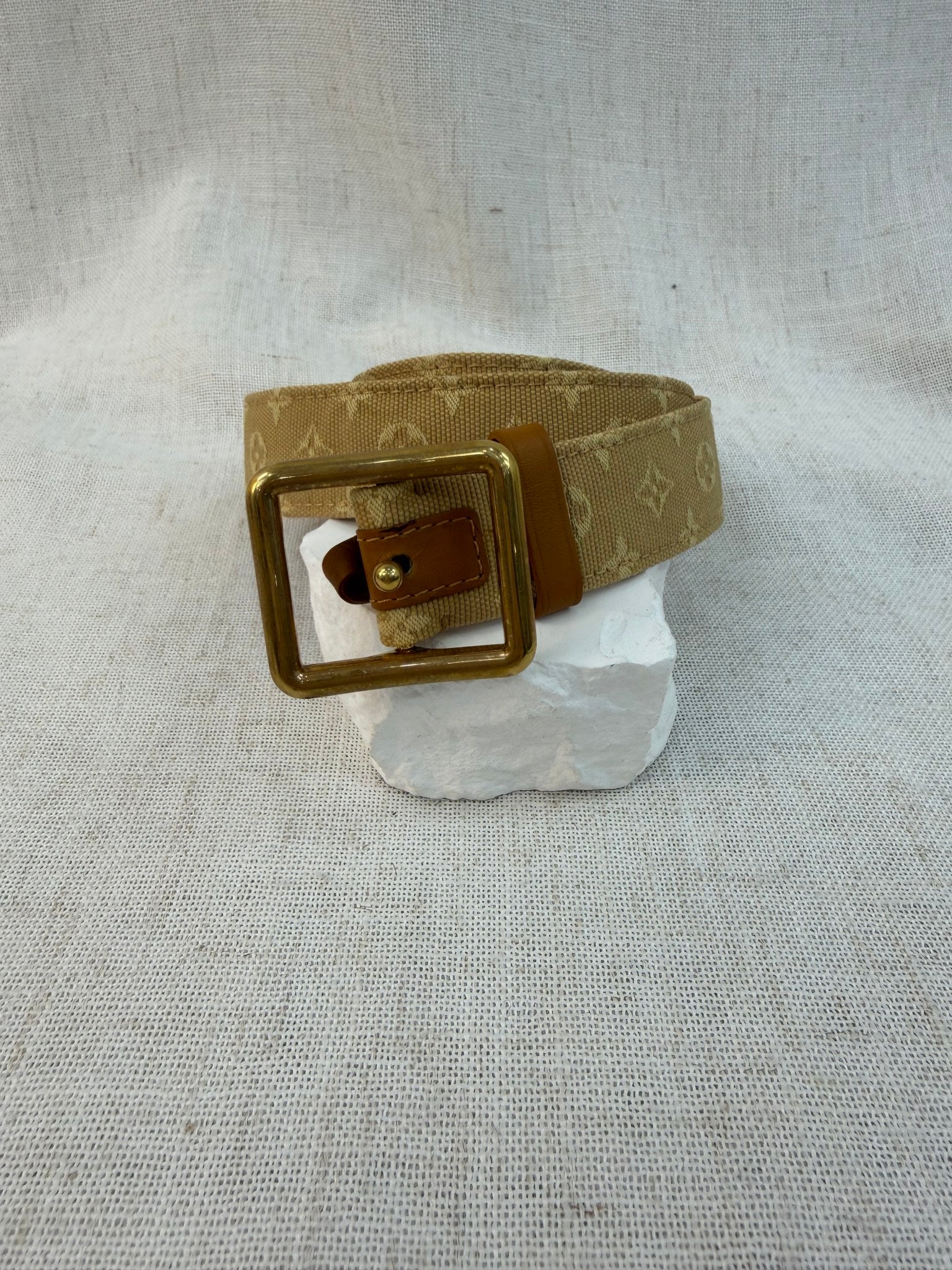Louis Vuitton Tan Canvas Mini Lin Belt