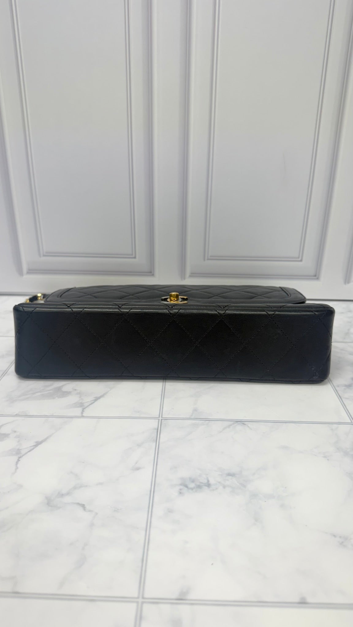 Chanel Black Lambskin Leather Medium Double Flap Bag 